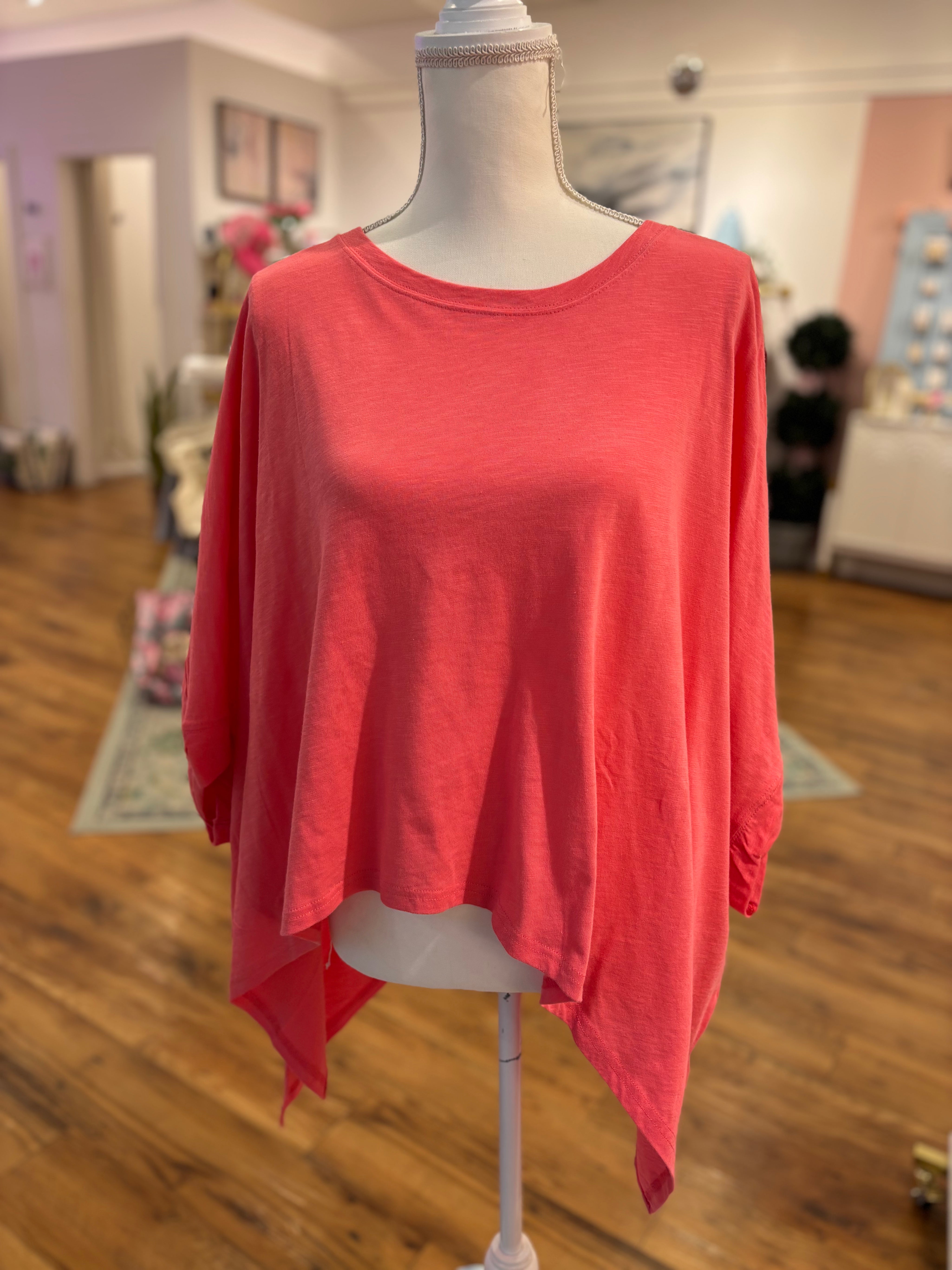 Red Loose Fit Solid Color Top
