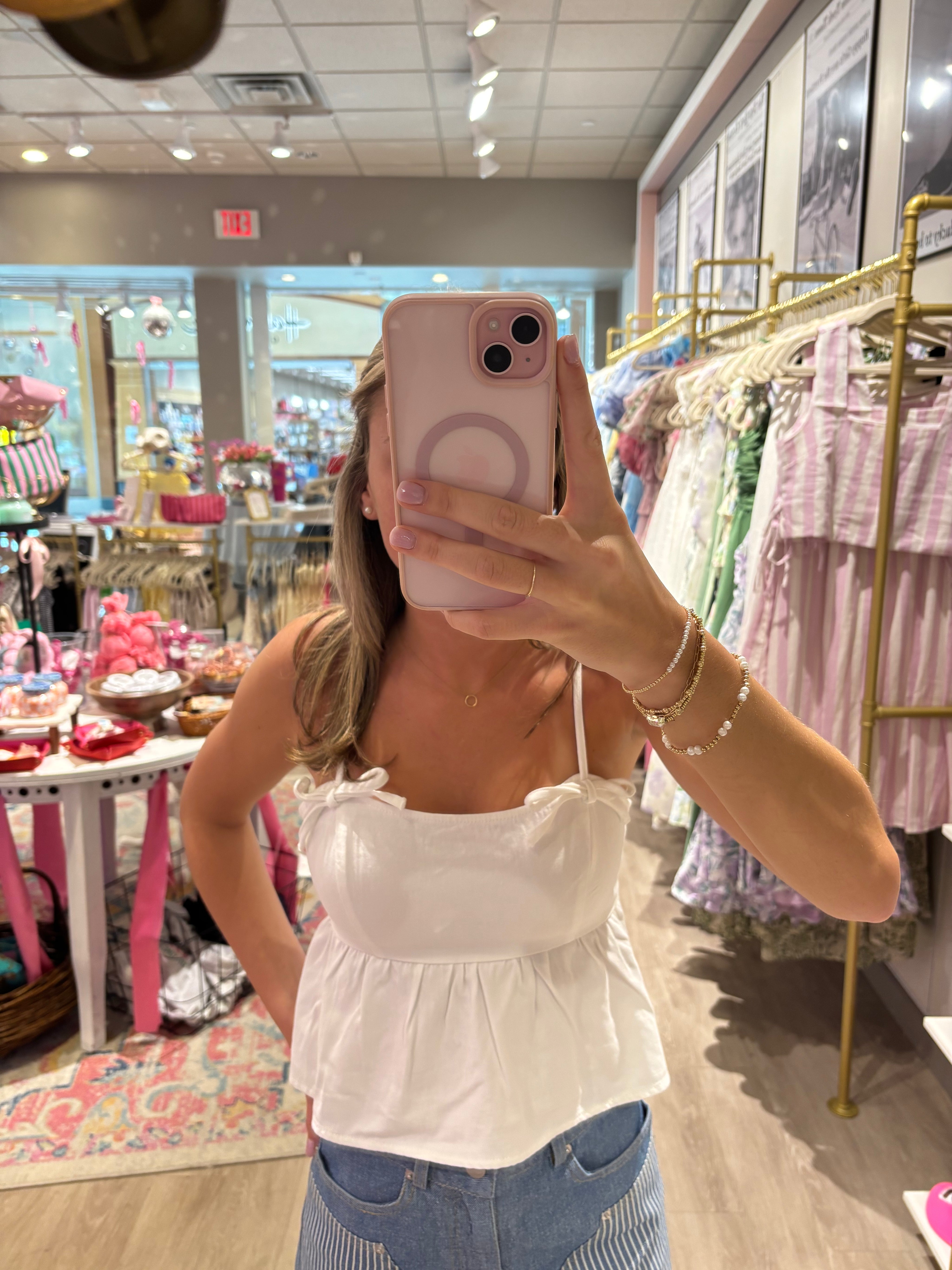 White Erin Bow Detail Top