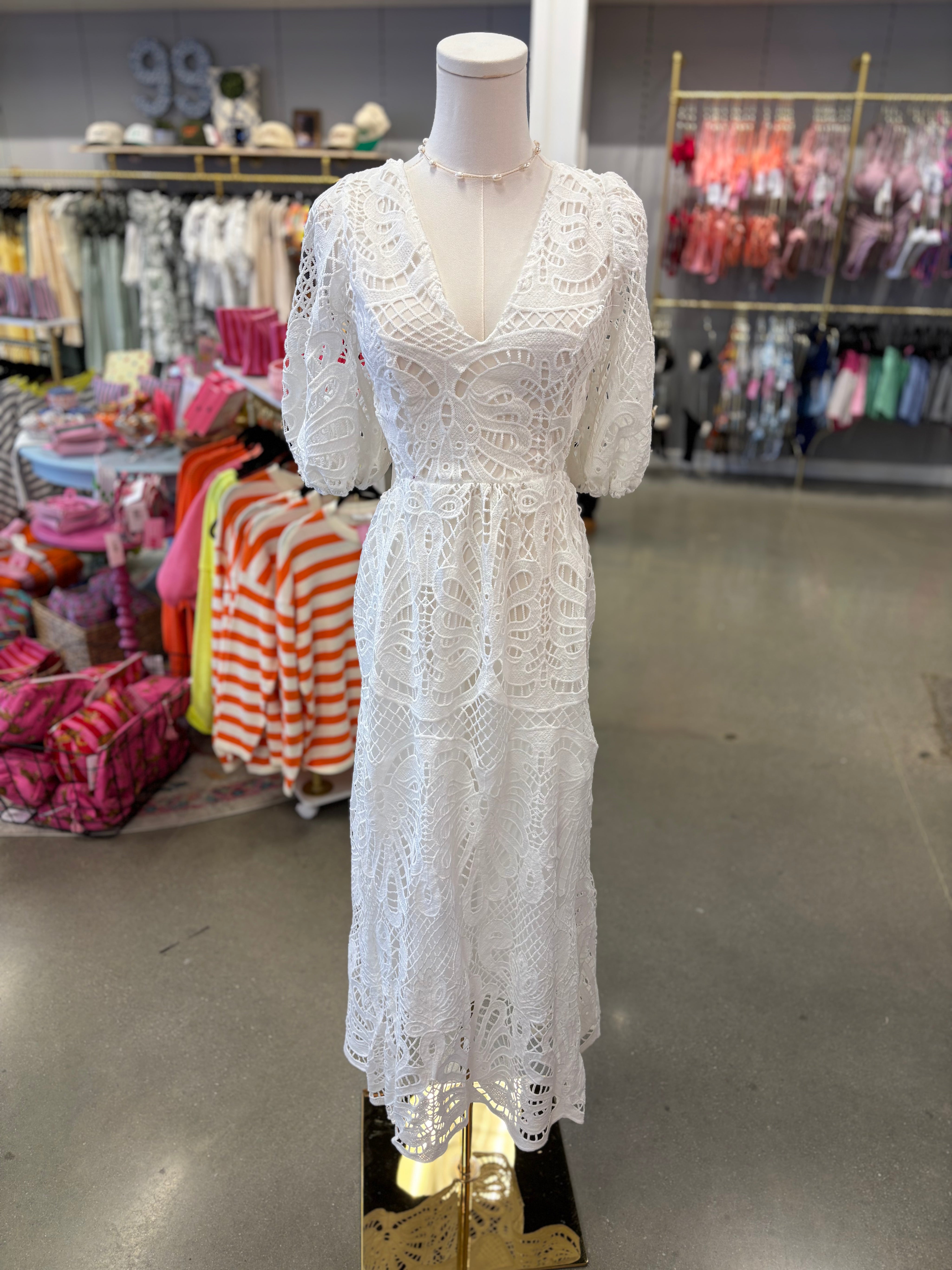 White Eyelet Maxi Dress