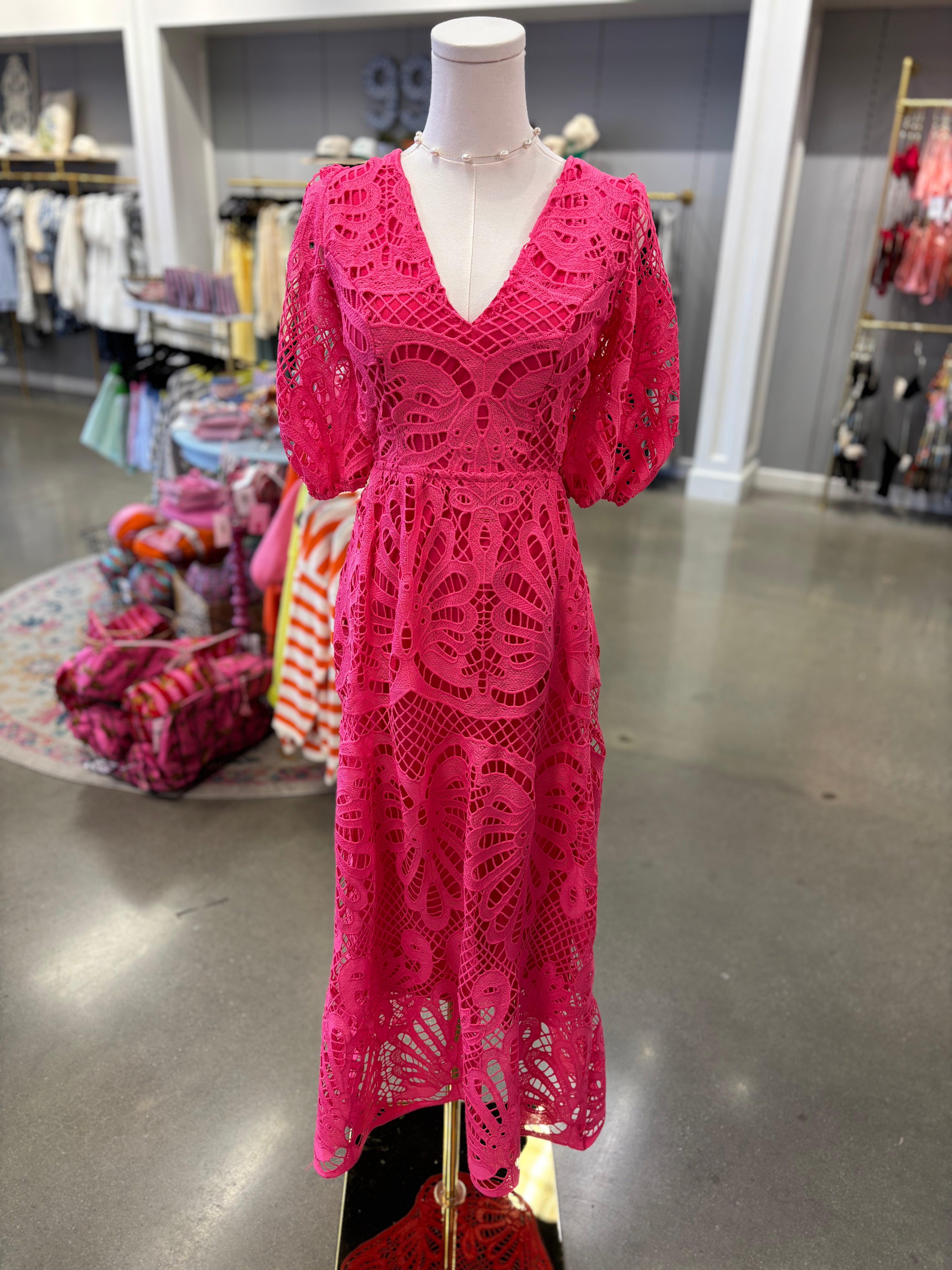 Pink Eyelet Maxi Dress