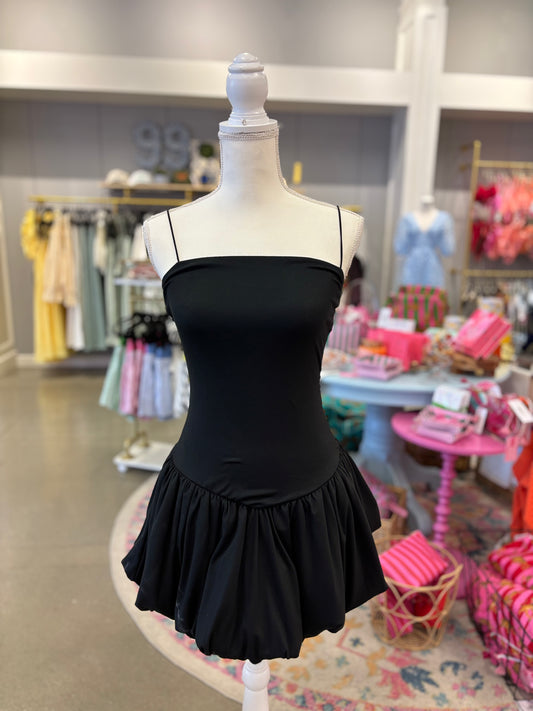 Black Balloon Skirt Mini Dress