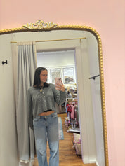 Gray V-neck Cardigan