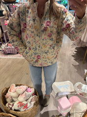 Beige Floral Quilted Jacket