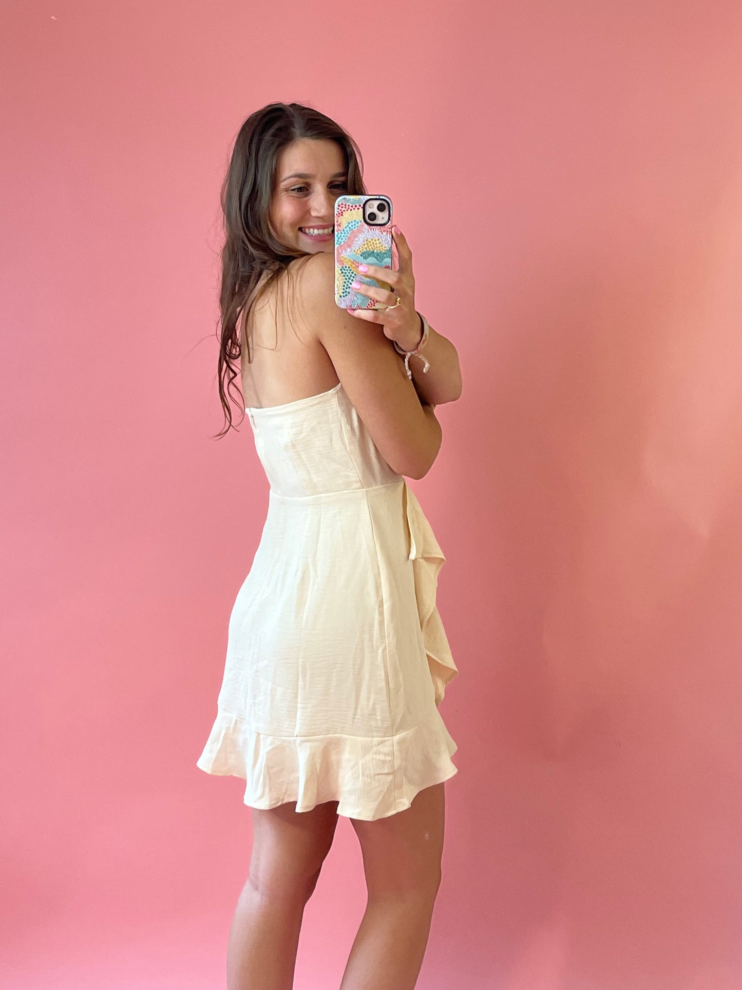 Cream Tube Ruffle Dress - RTS