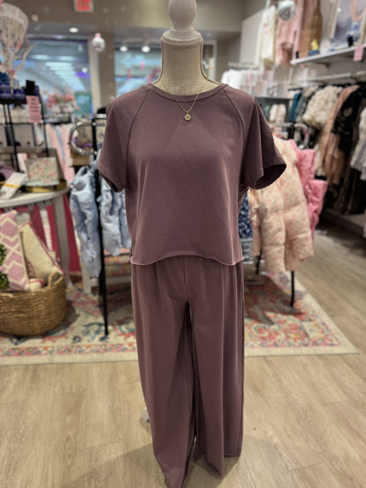 Berry Tee & Wide Leg Pants Set