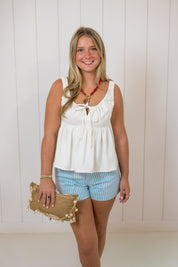 White Sleeveless Babydoll Tank Top