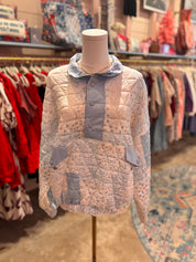 Blue Printed Quarterzip Sweater