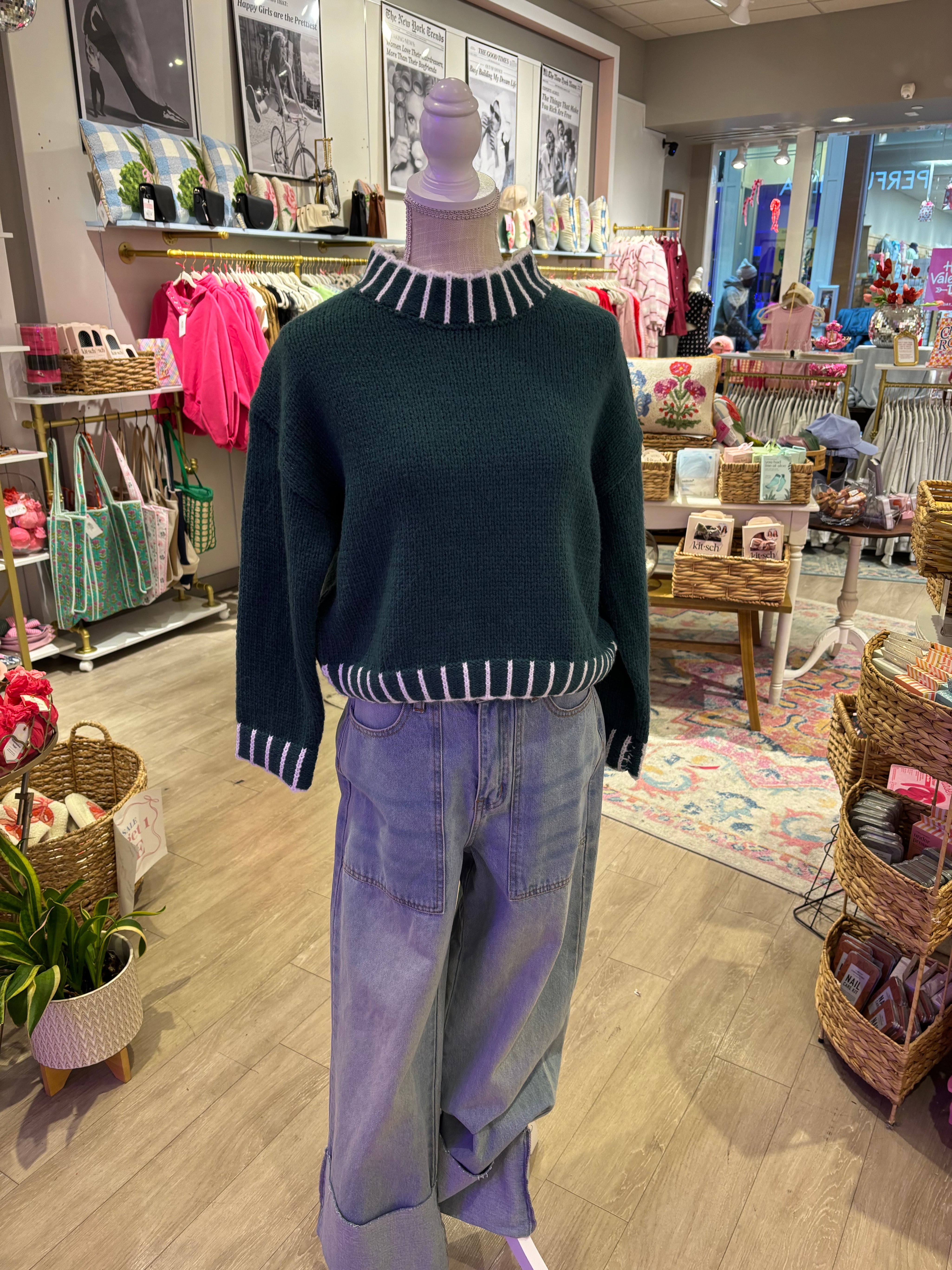 Green Holiday Sweater Top