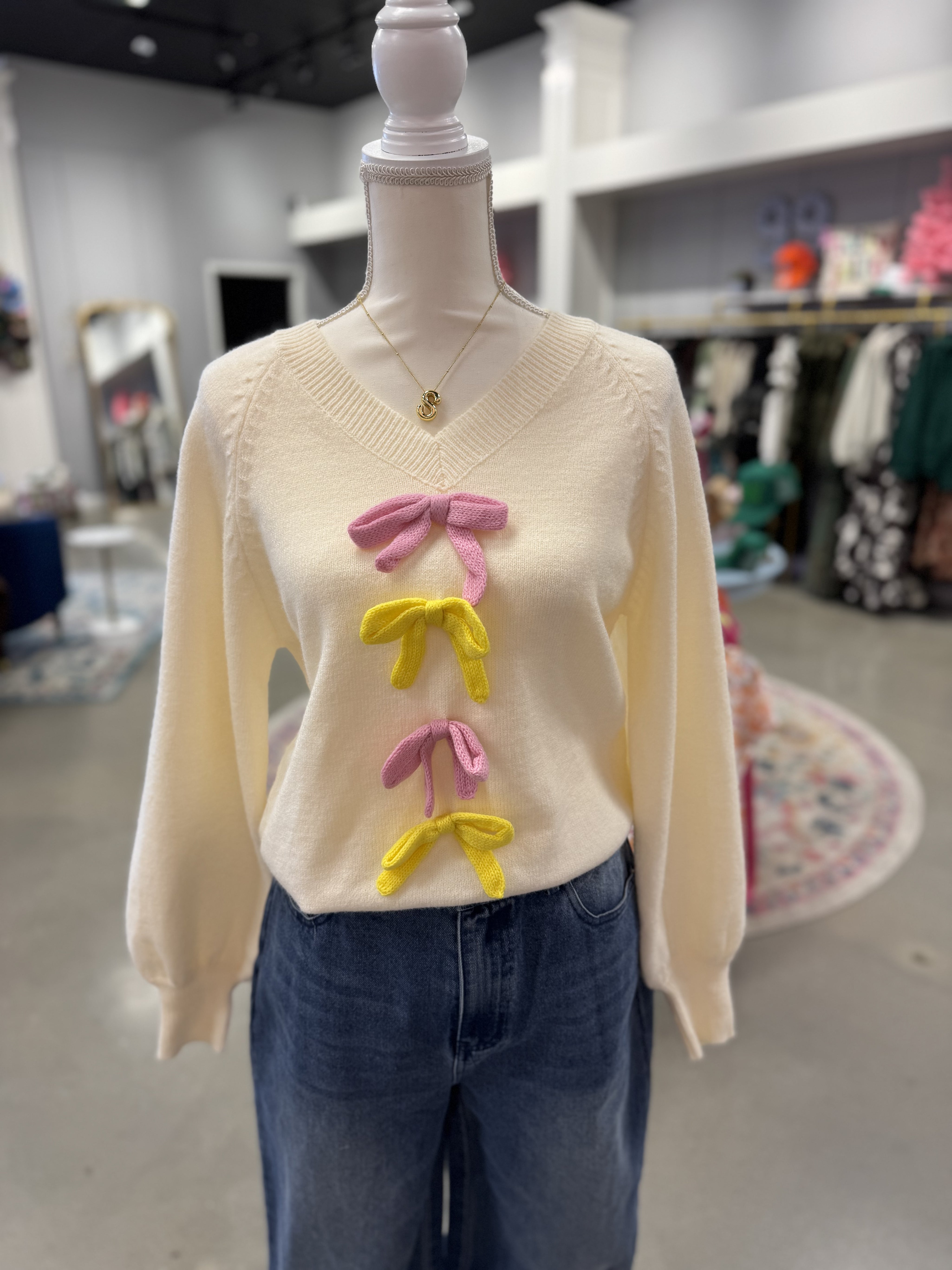 Cream Bow Sweater