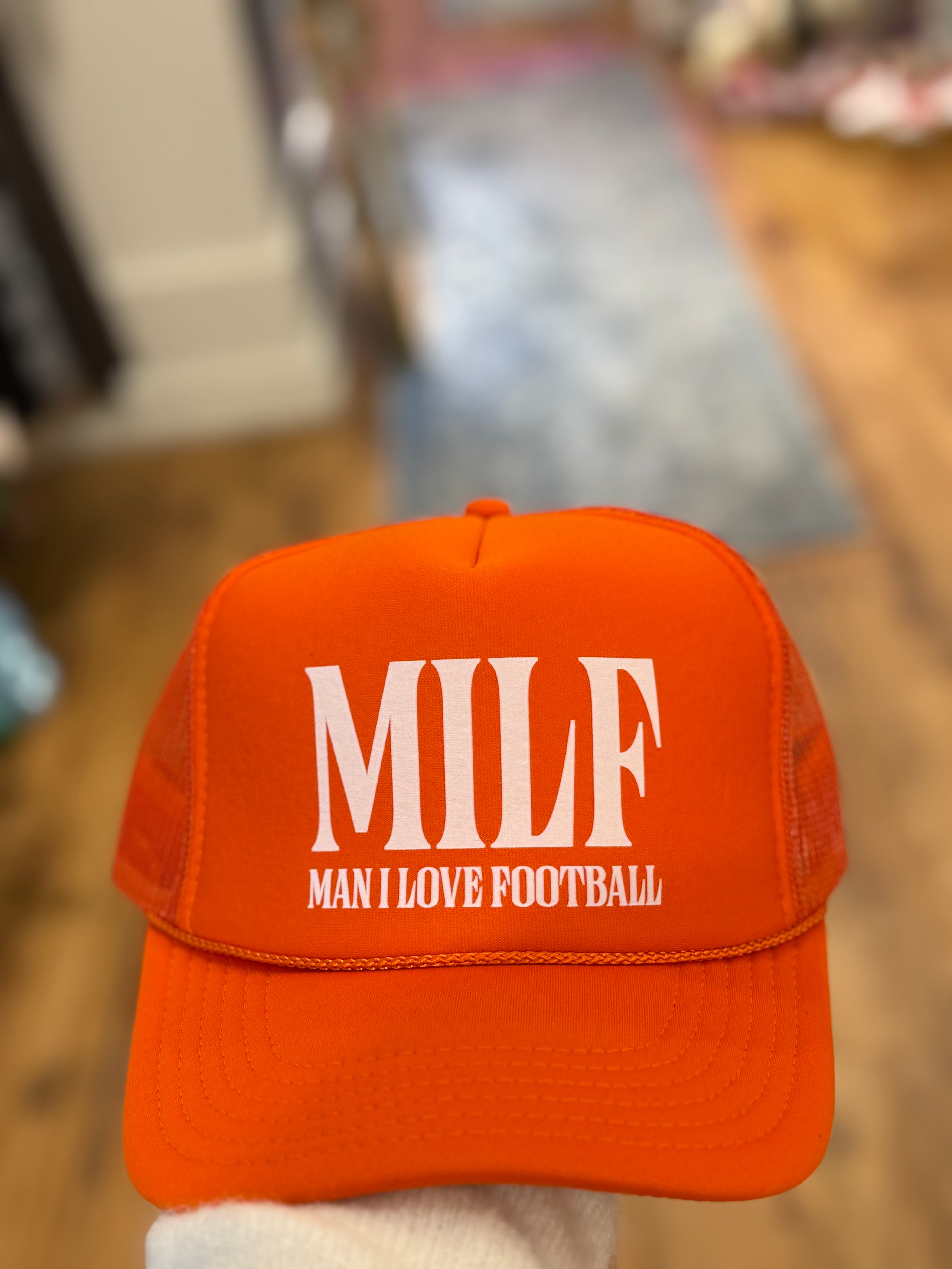 Orange MILF Game Day Football Trucker Hat