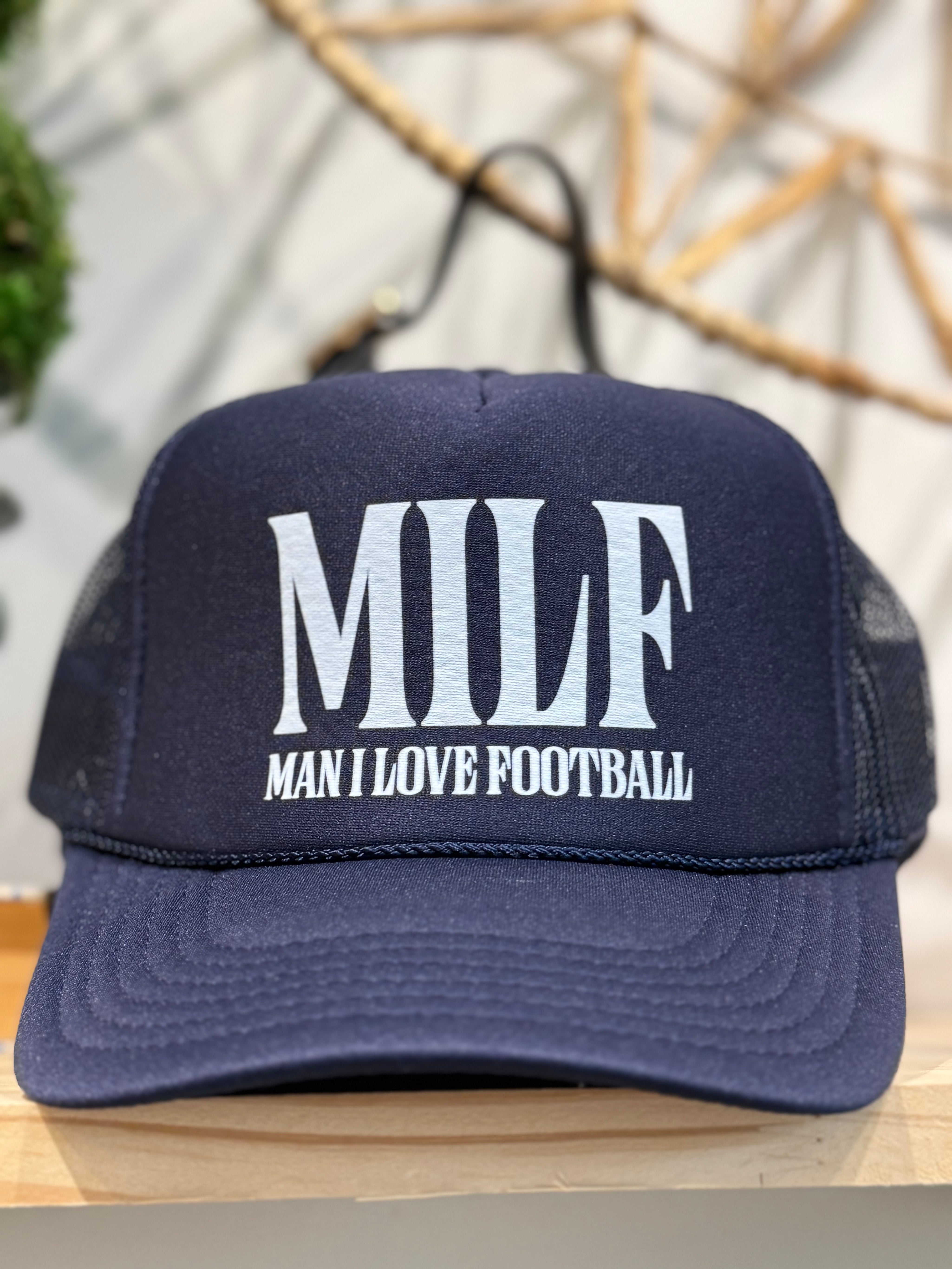 Navy MILF Game Day Football Trucker Hat
