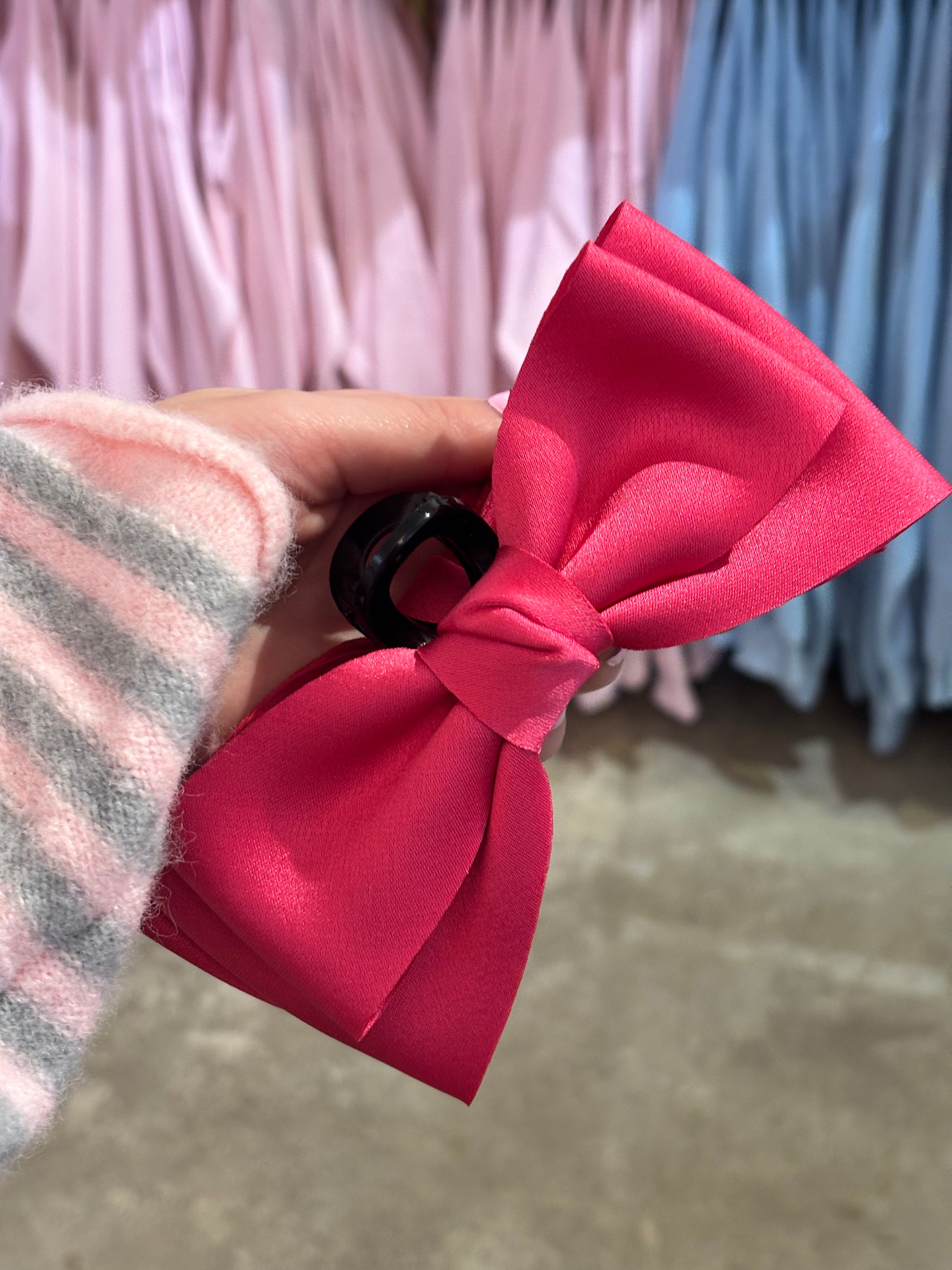 Pink Bow Claw Clip