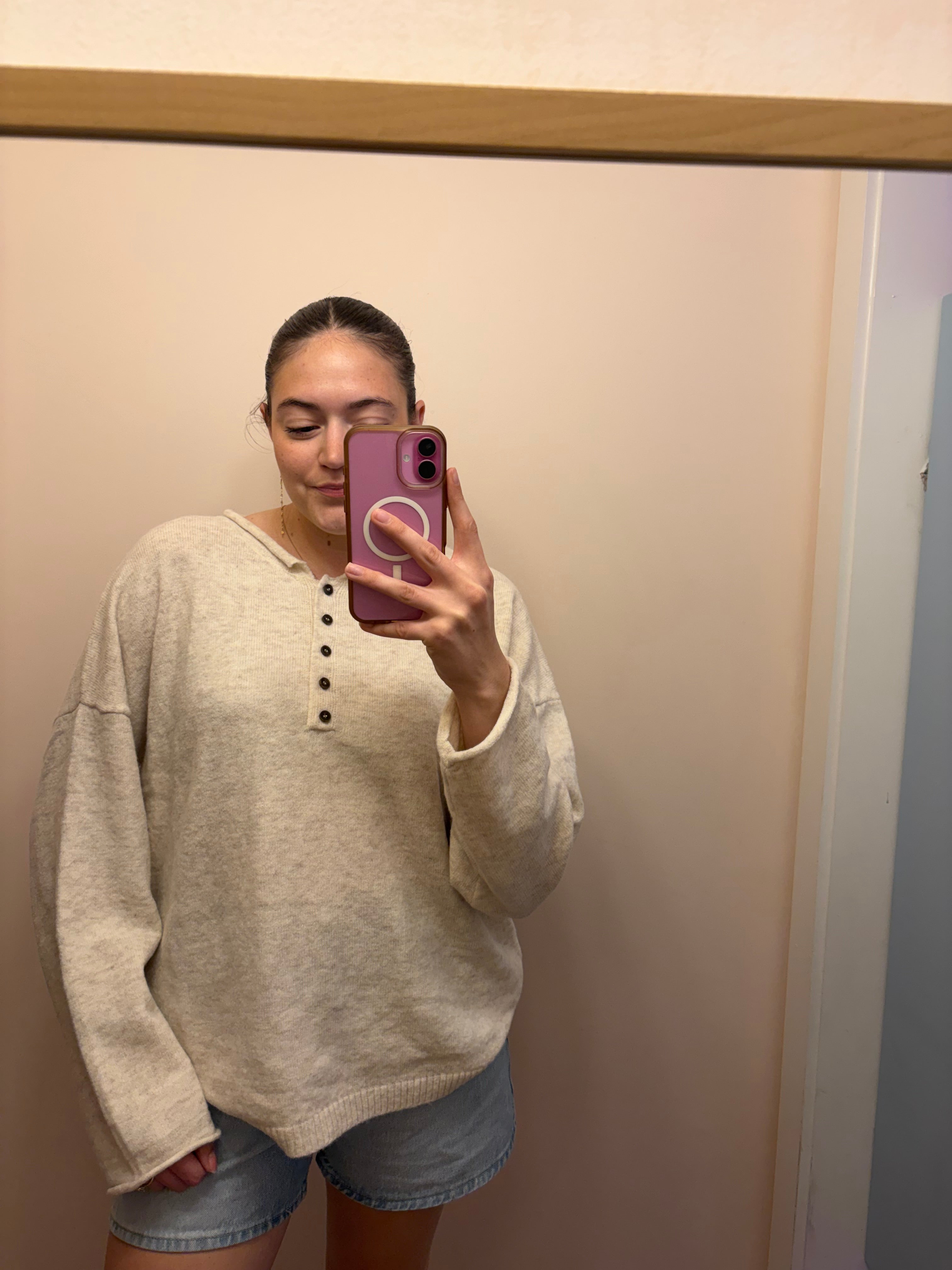 Cream Drop Shoulder Pullover