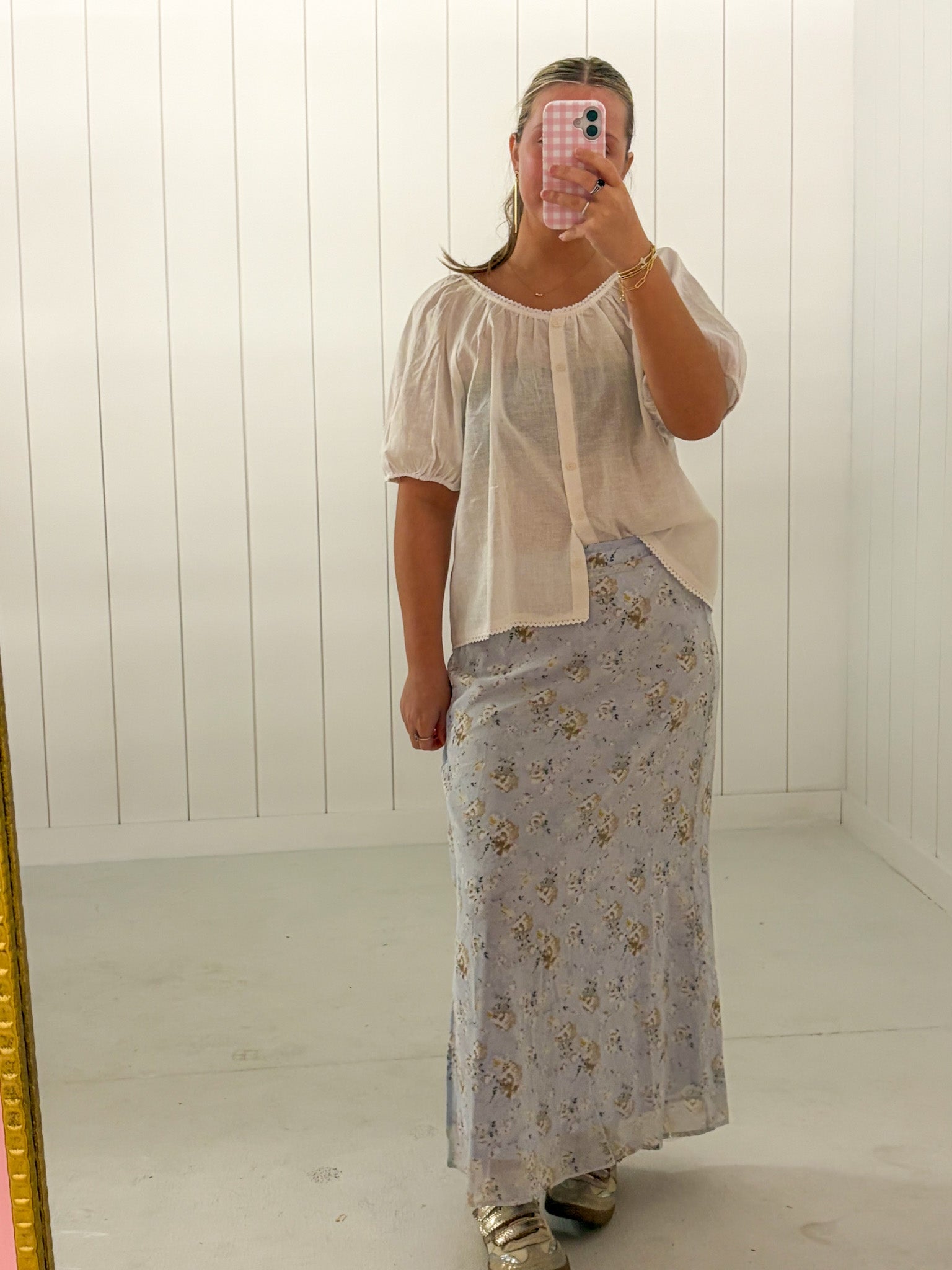 Blue Chiffon Maxi Skirt