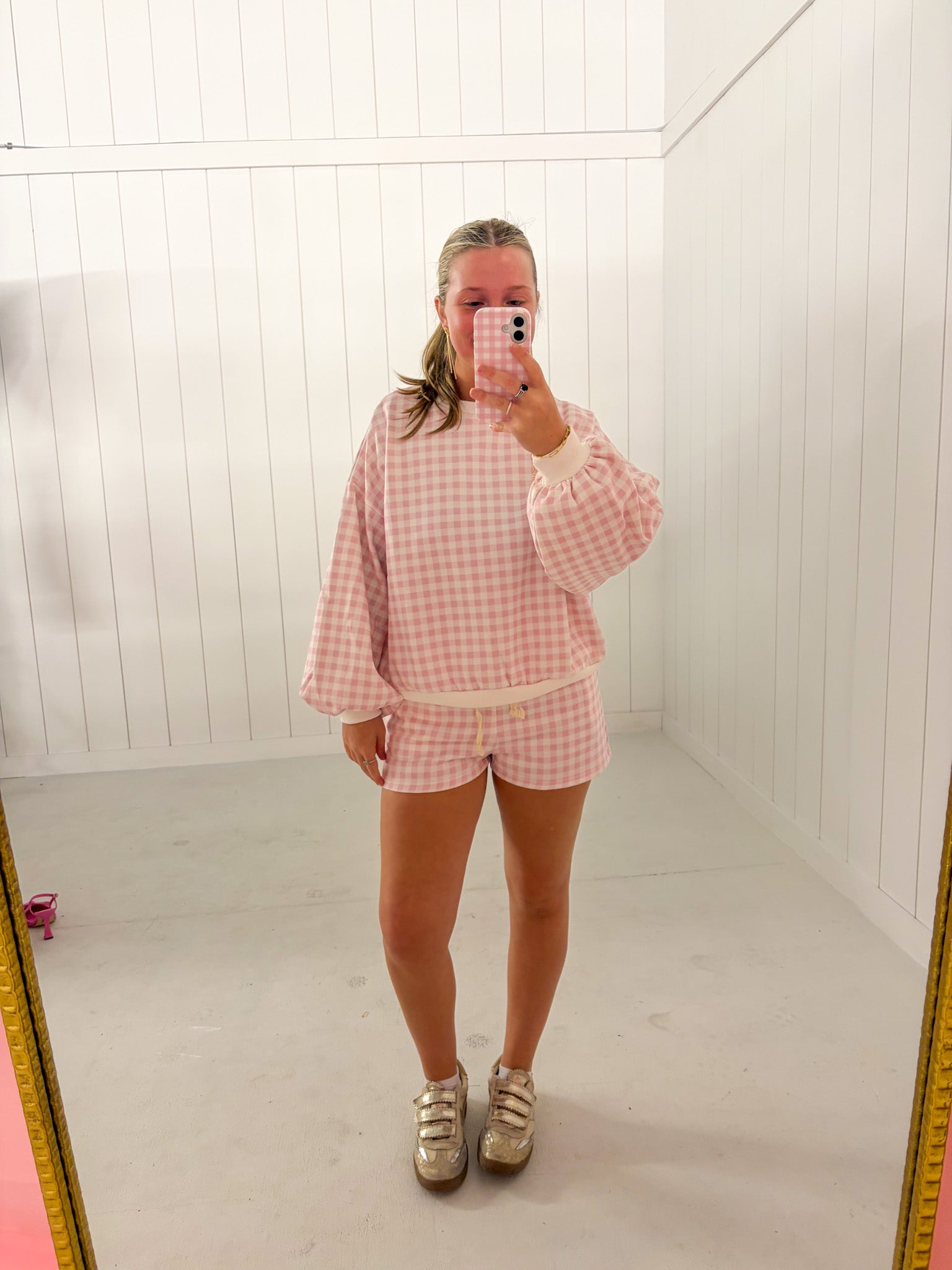 Pink Gingham Lounge Set