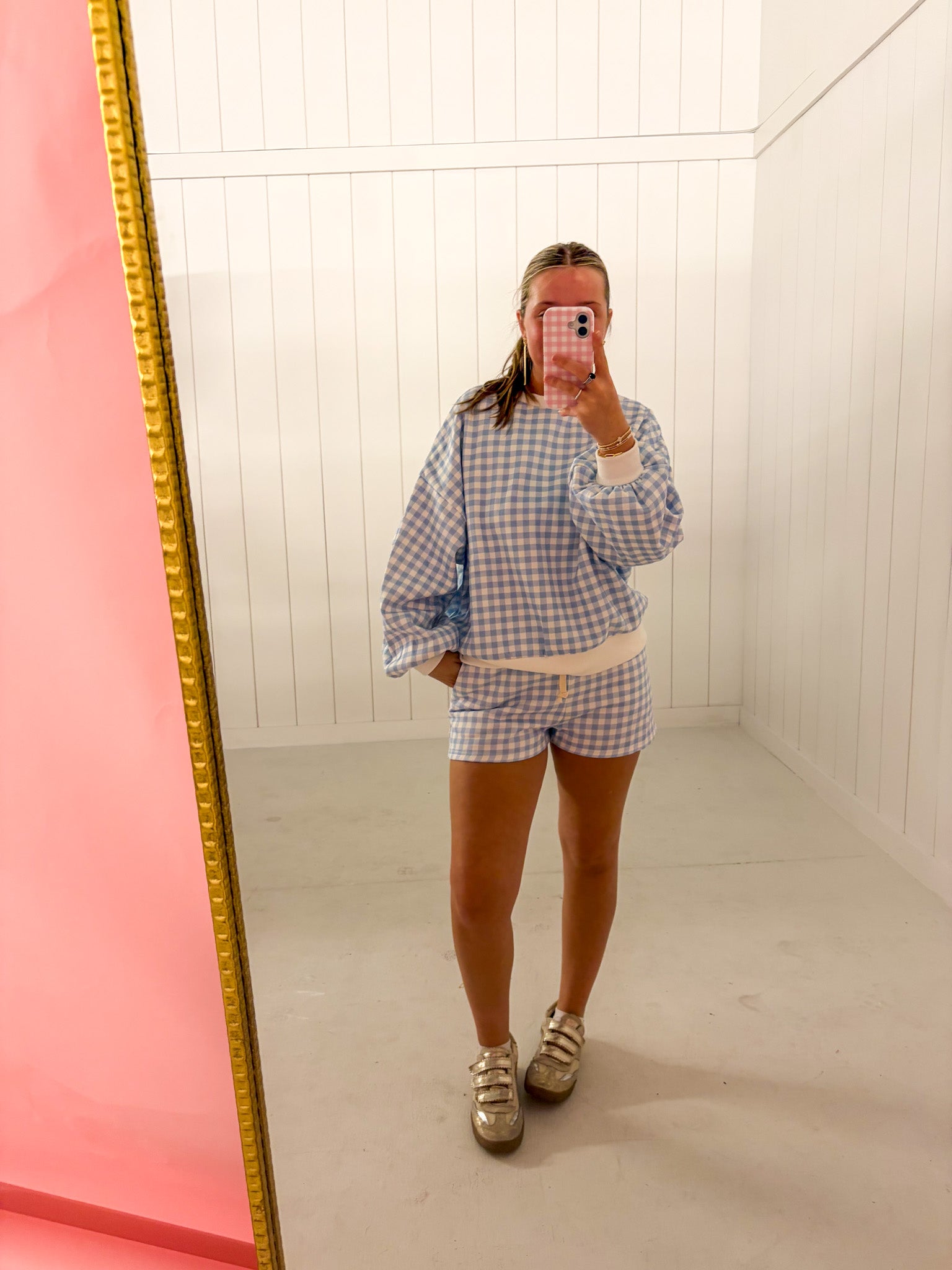 Blue Gingham Lounge Set