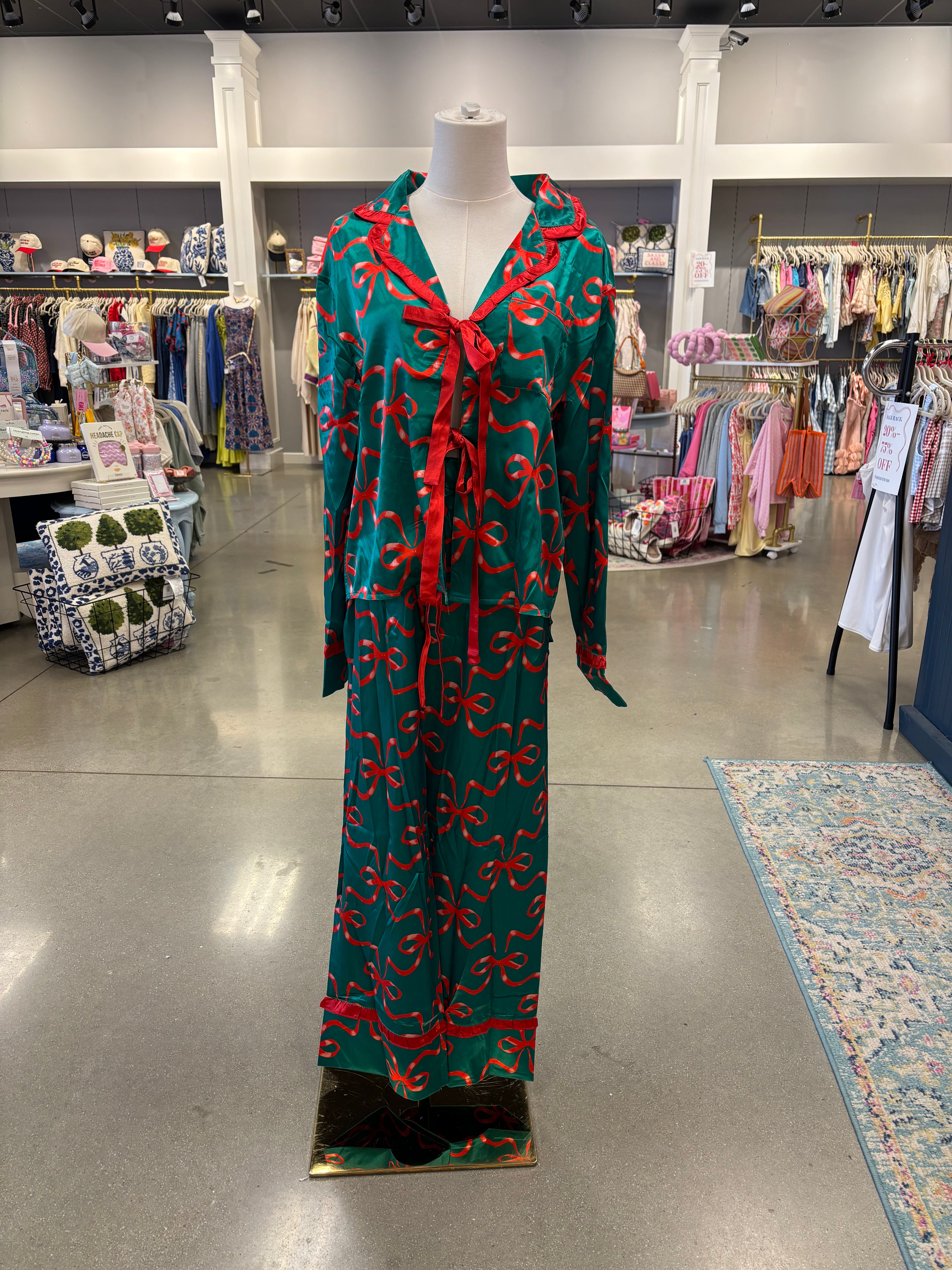 Red & Green Bow Christmas Pajamas