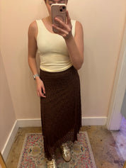 Brown Lace Midi Skirt