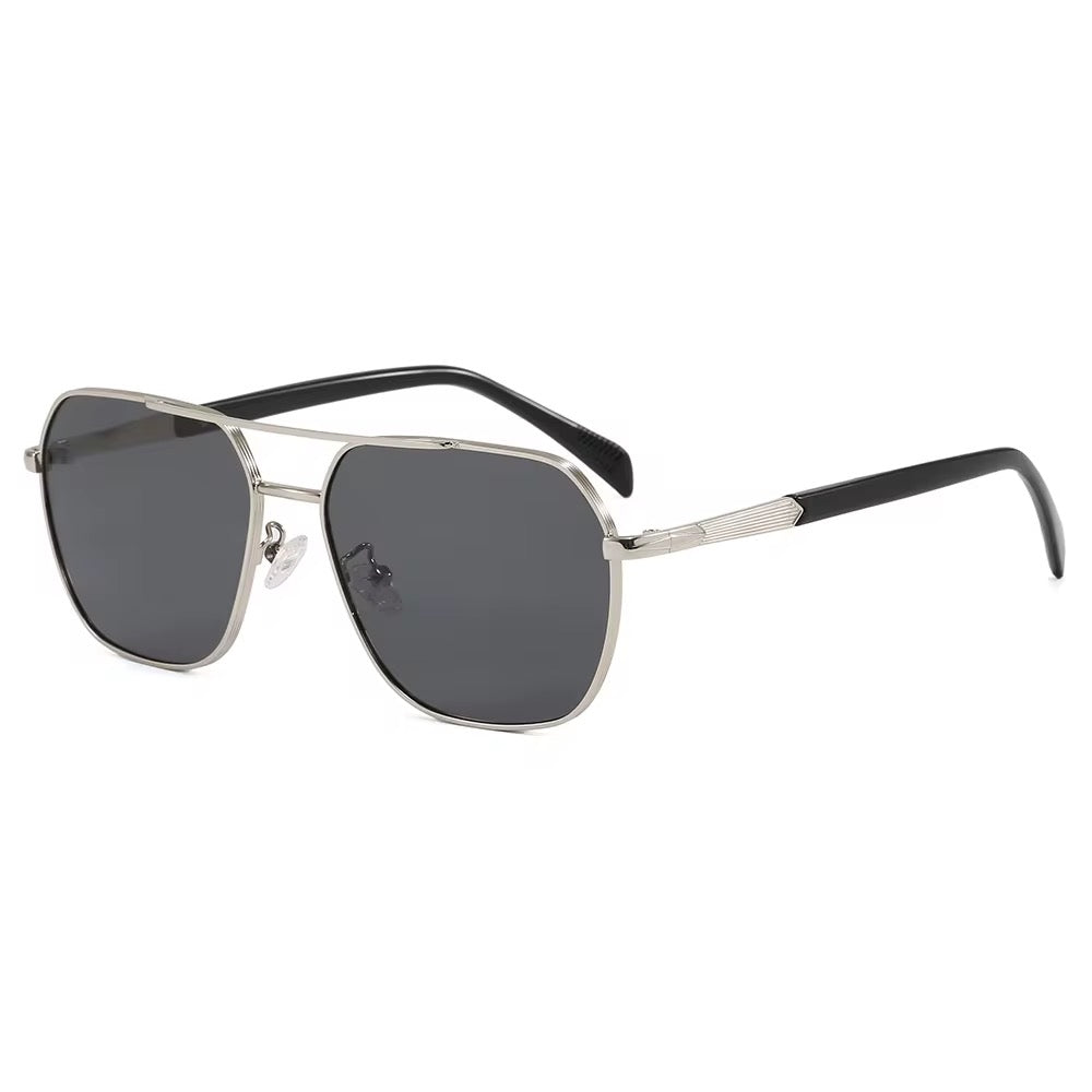 Silver Square Aviator Sunglasses
