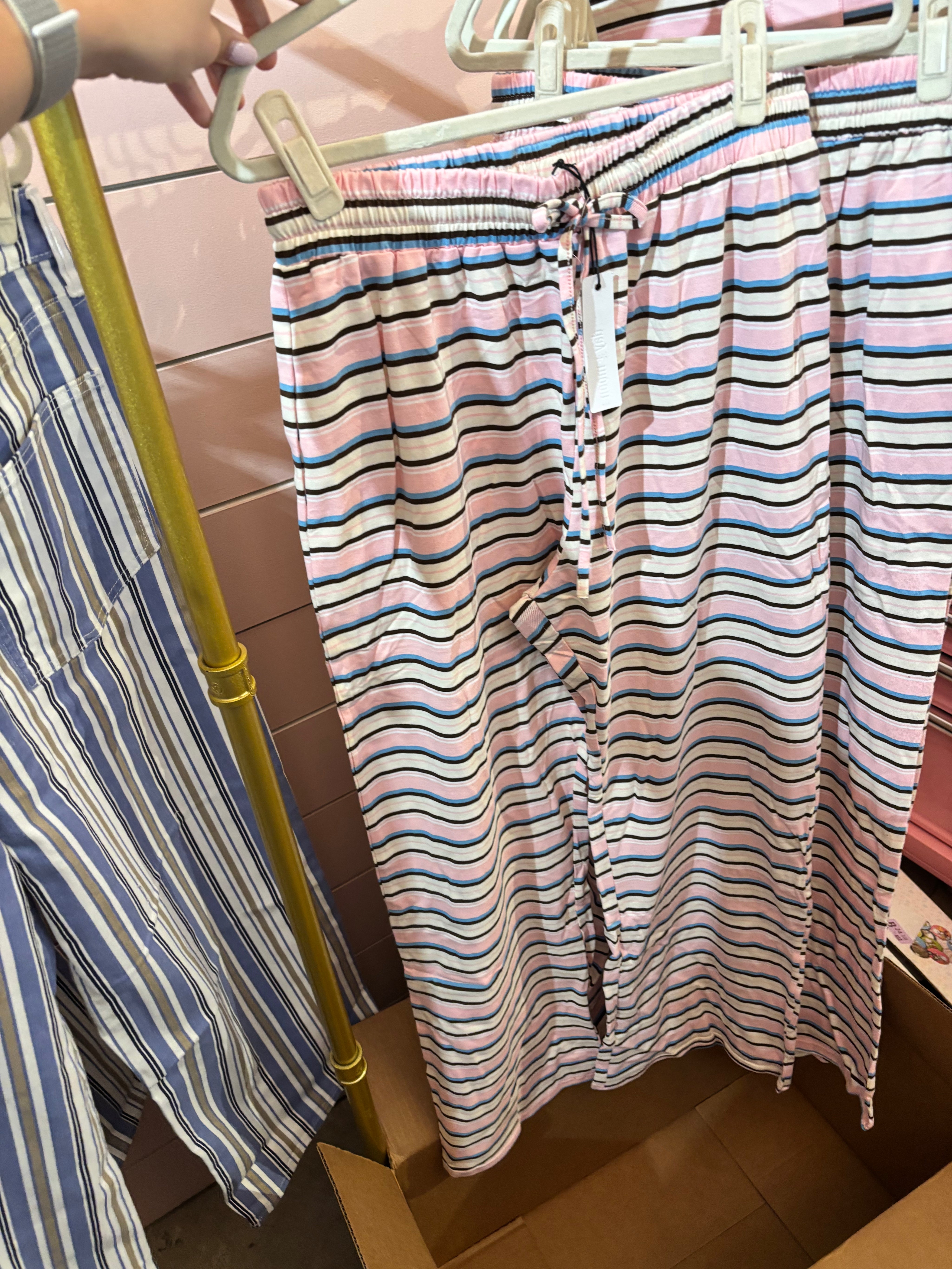 Pink Striped Wide Leg Lounge Pants