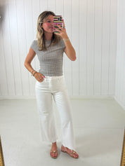 Gray Stripe Ruched Top
