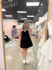 Black Drop Waist Dress & Knotted Edge Detail