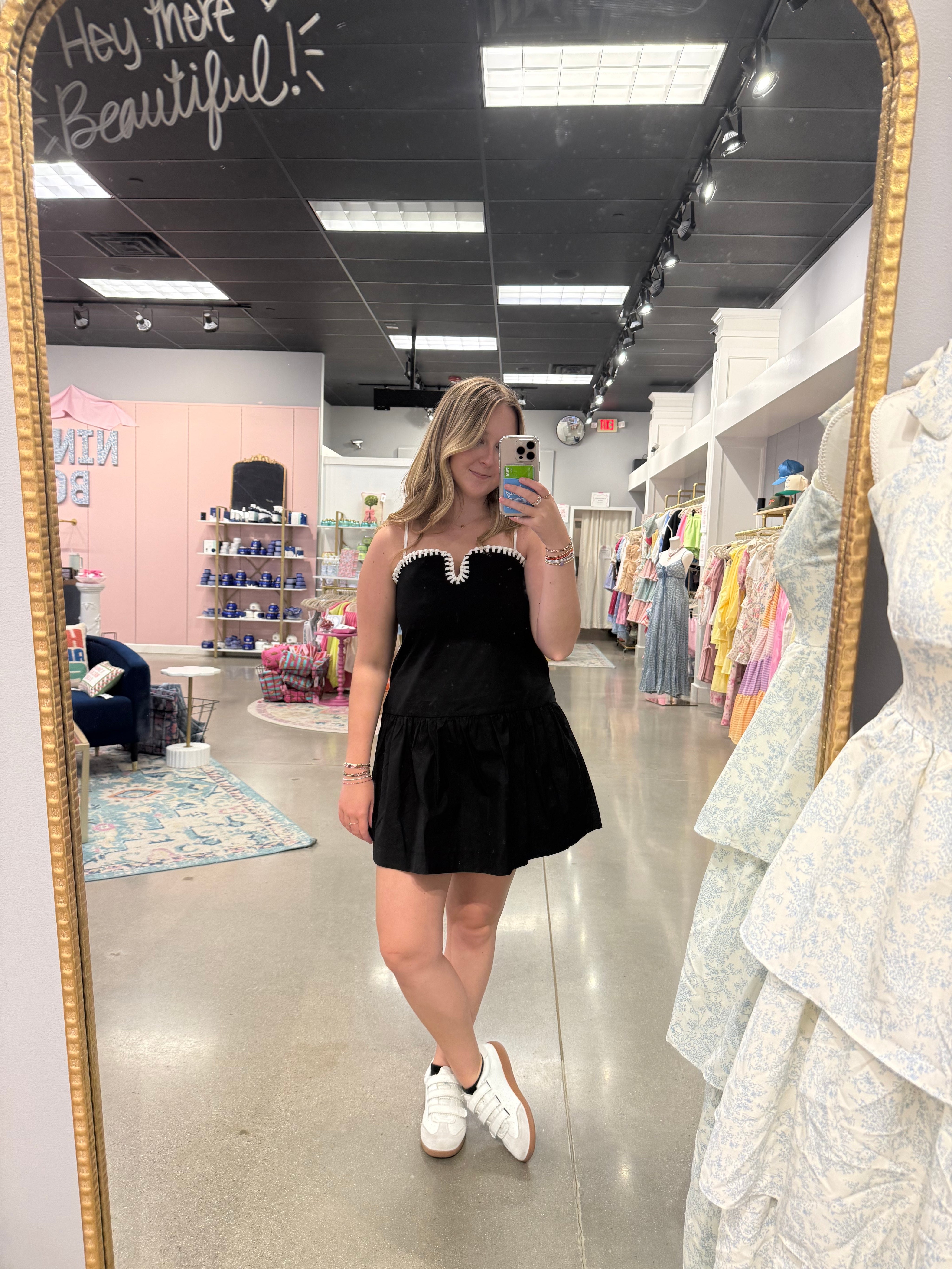 Black Drop Waist Dress & Knotted Edge Detail
