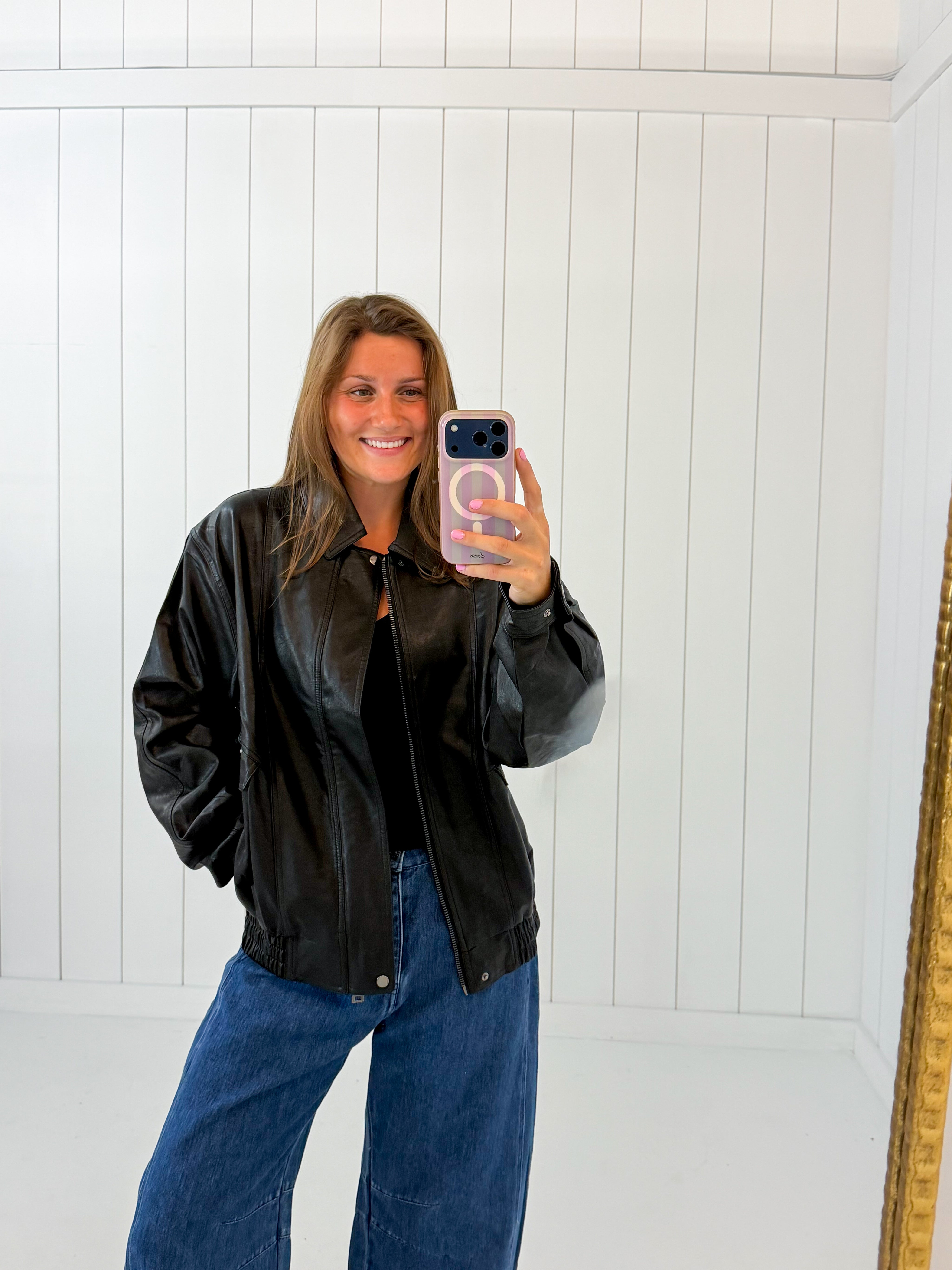Black Oversized Faux Jacket