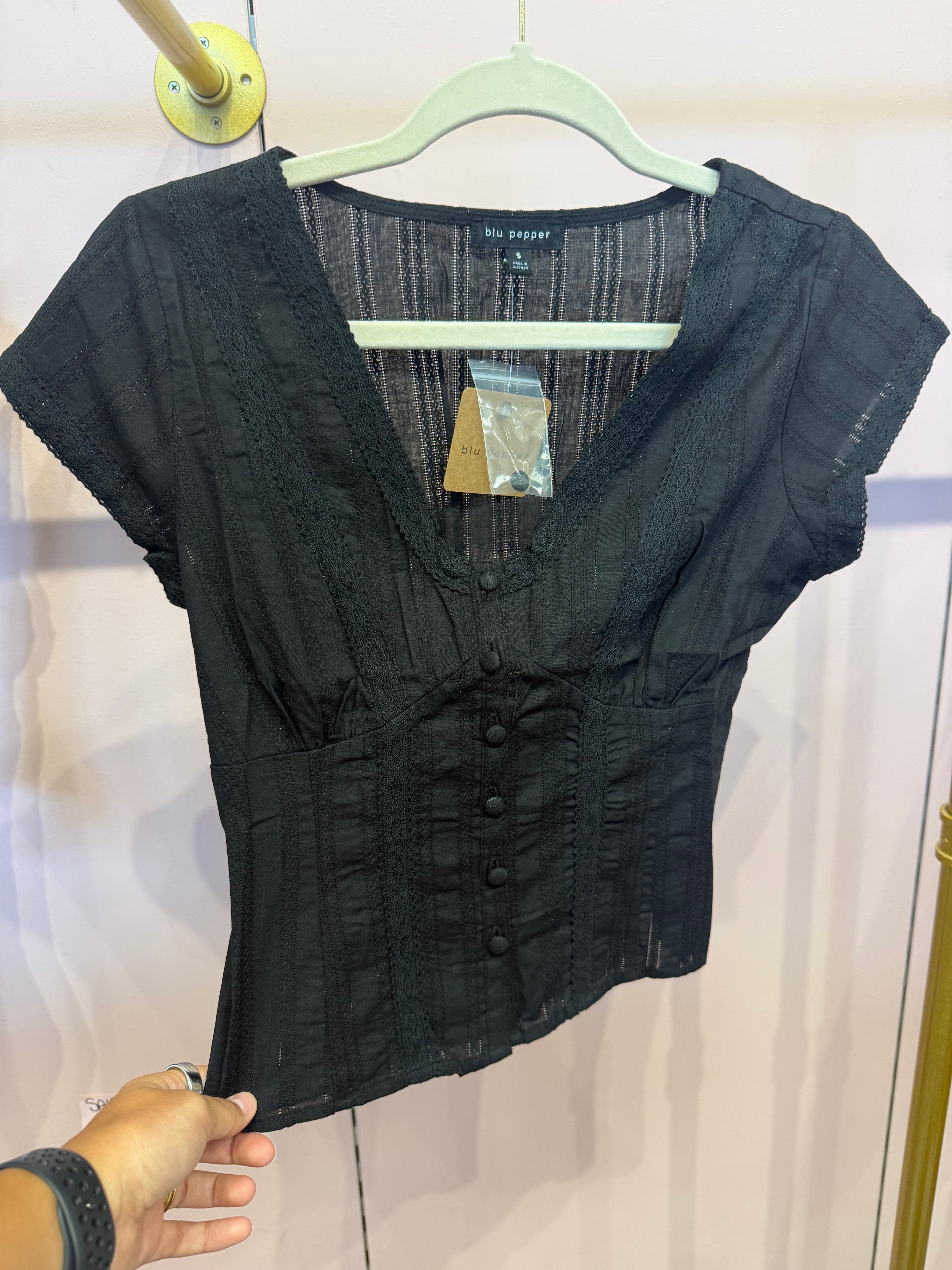 Black Lace Peplum Top
