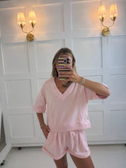 Pink Woven Shorts Set