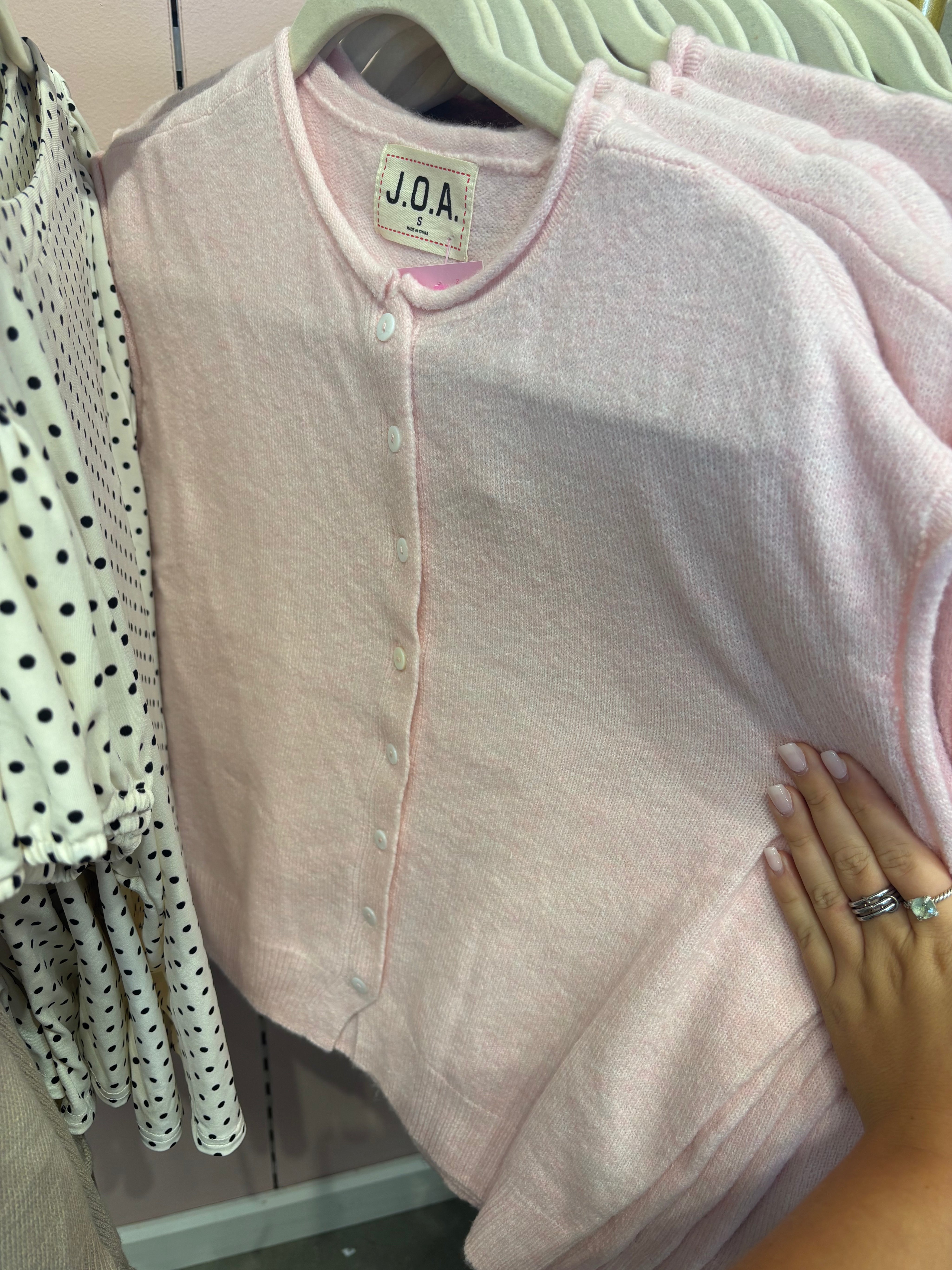 Pink Lightweight Cardigan — raw edge and sleeveless