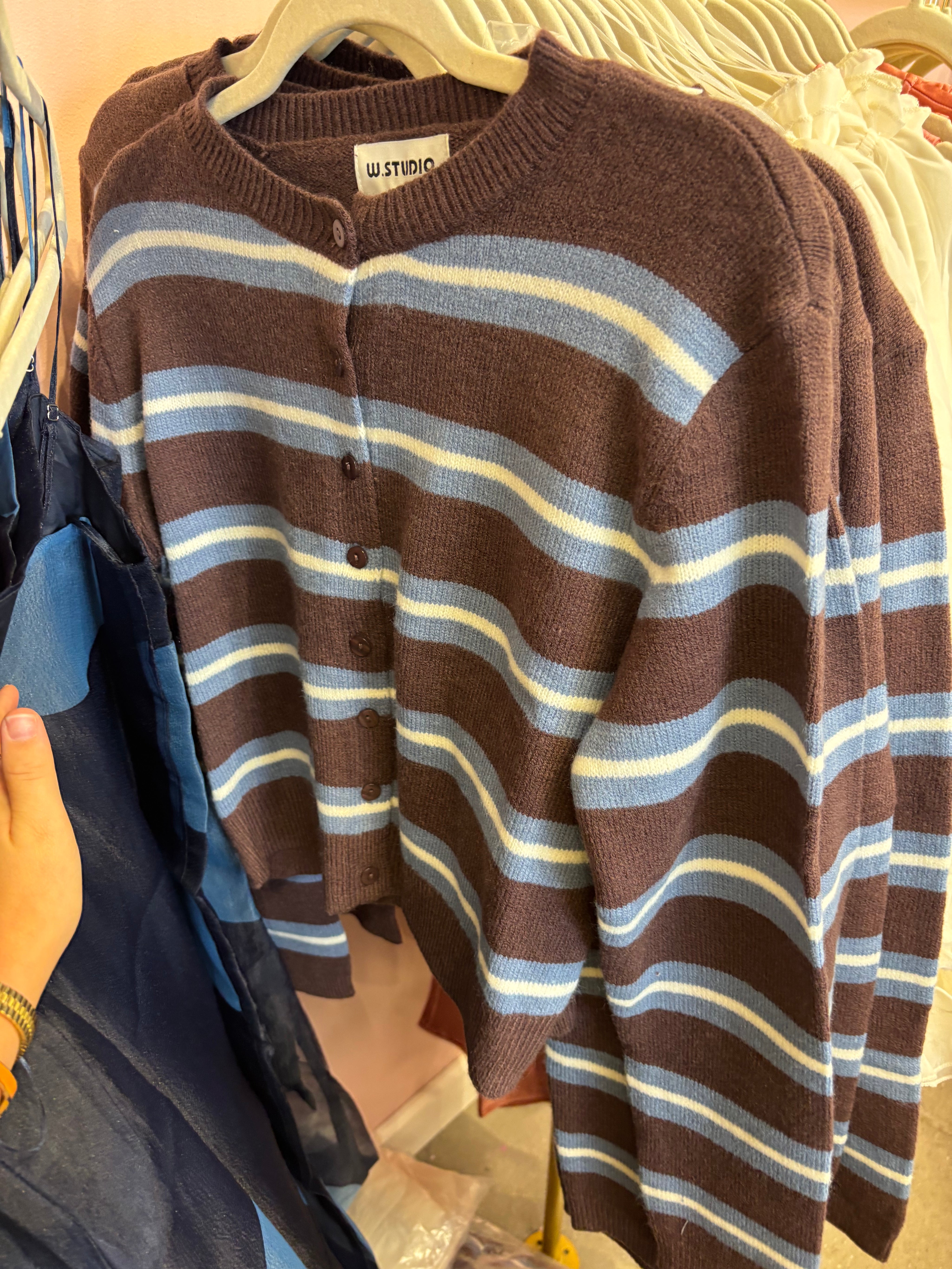 Brown Multi Striped Cardigan