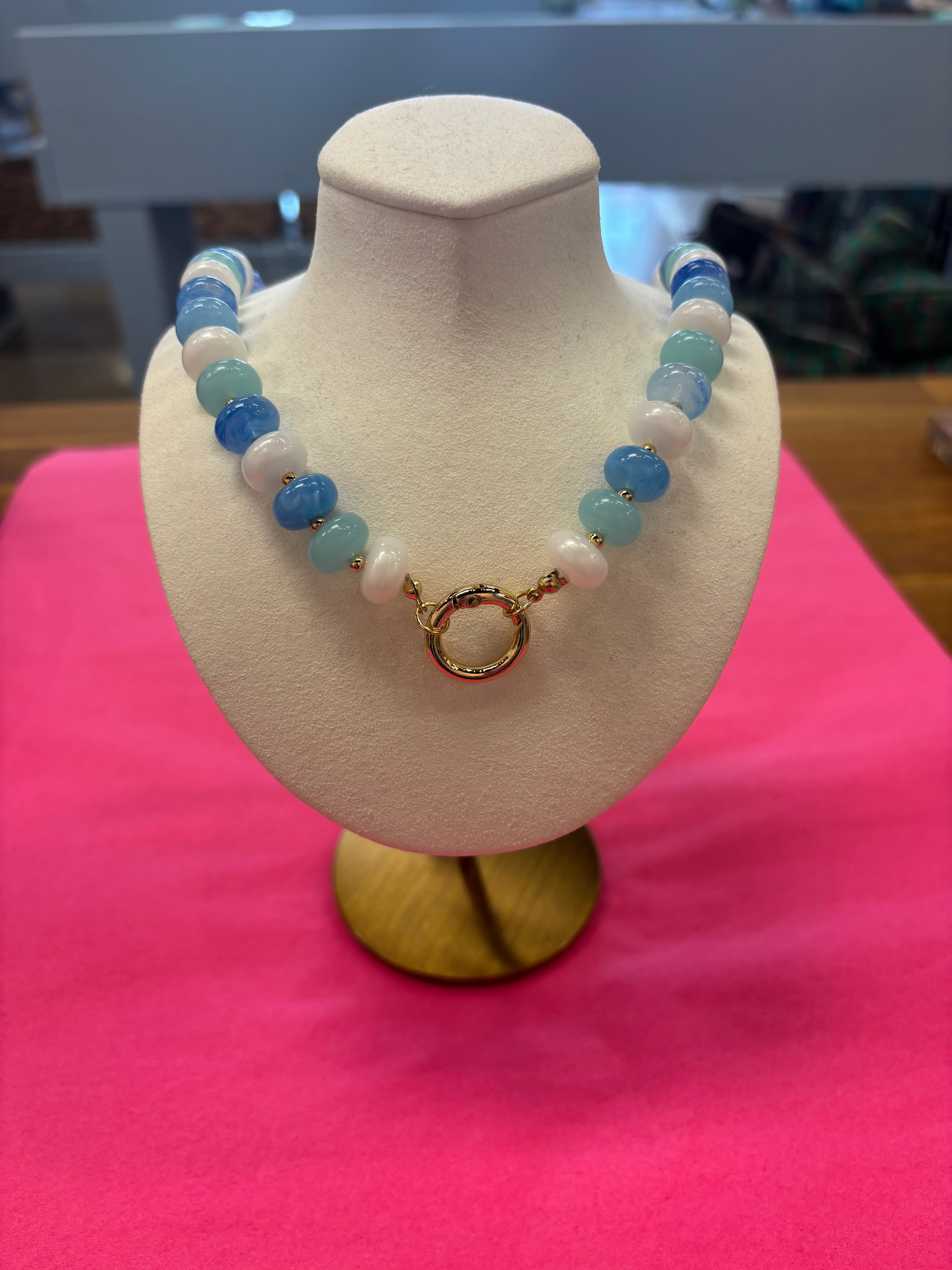 Blue Stone Charm Necklace