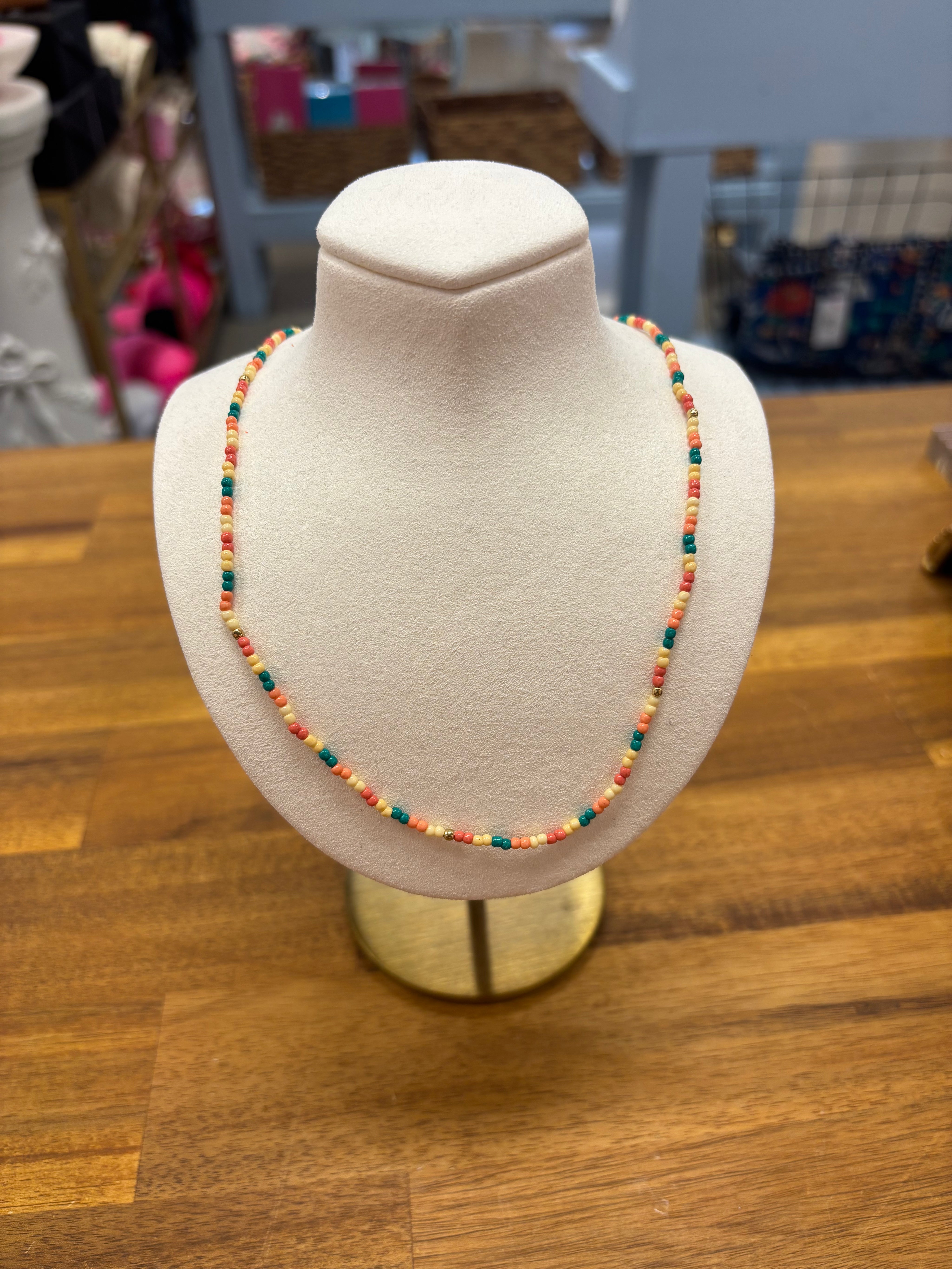 Beaded Peach Necklace