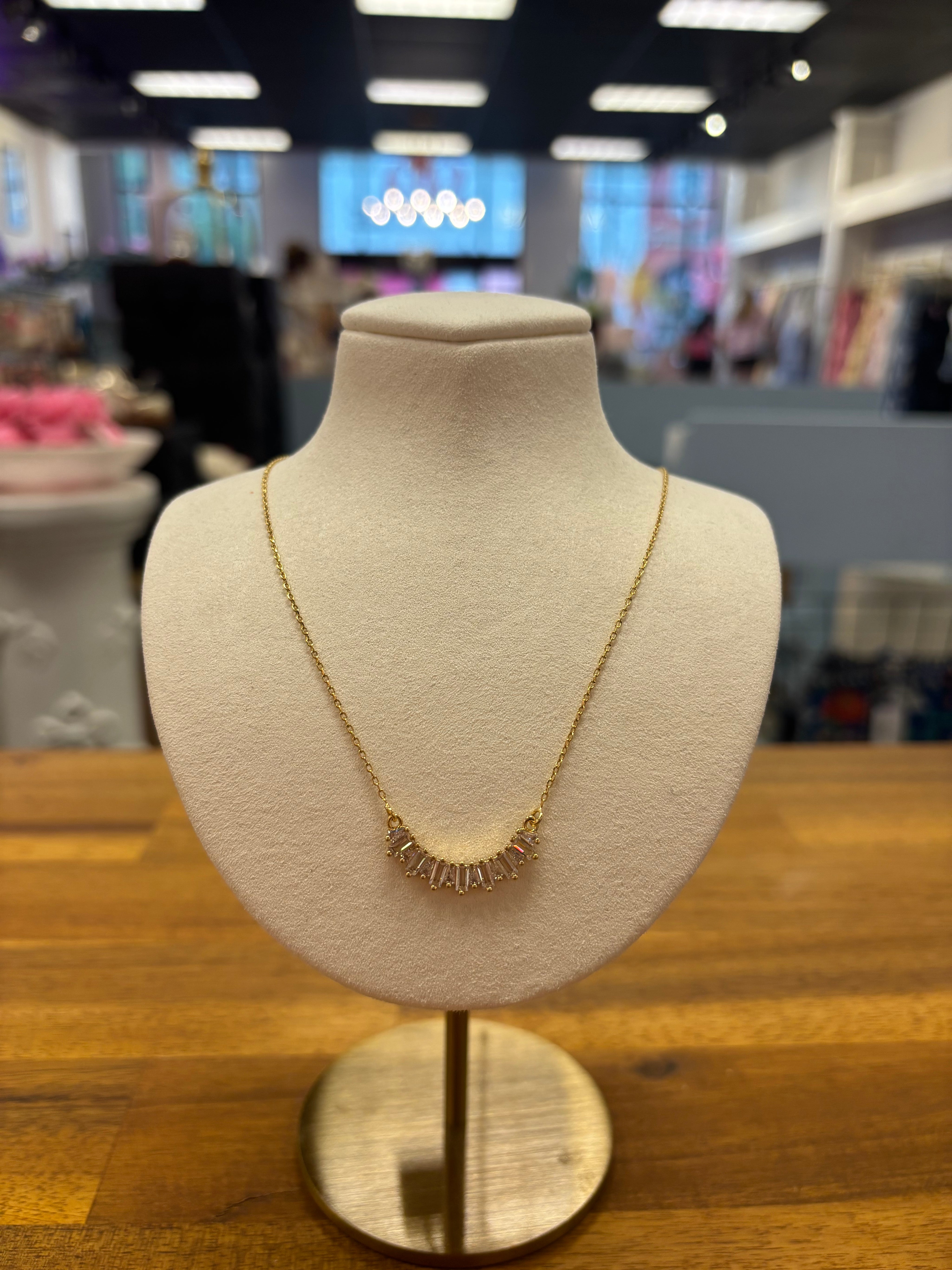 Crystal Detail Gold Necklace