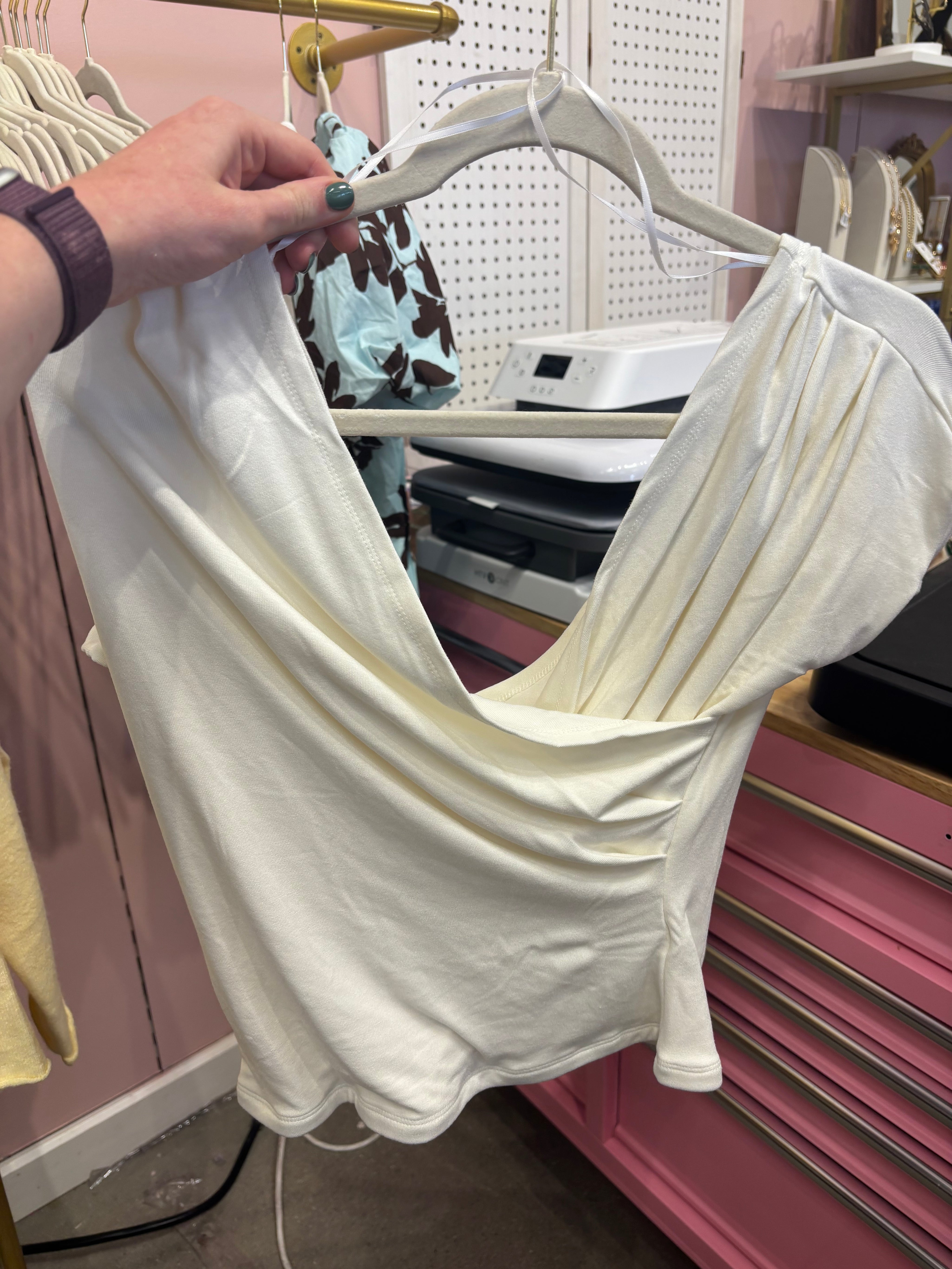 Cream Draped Top