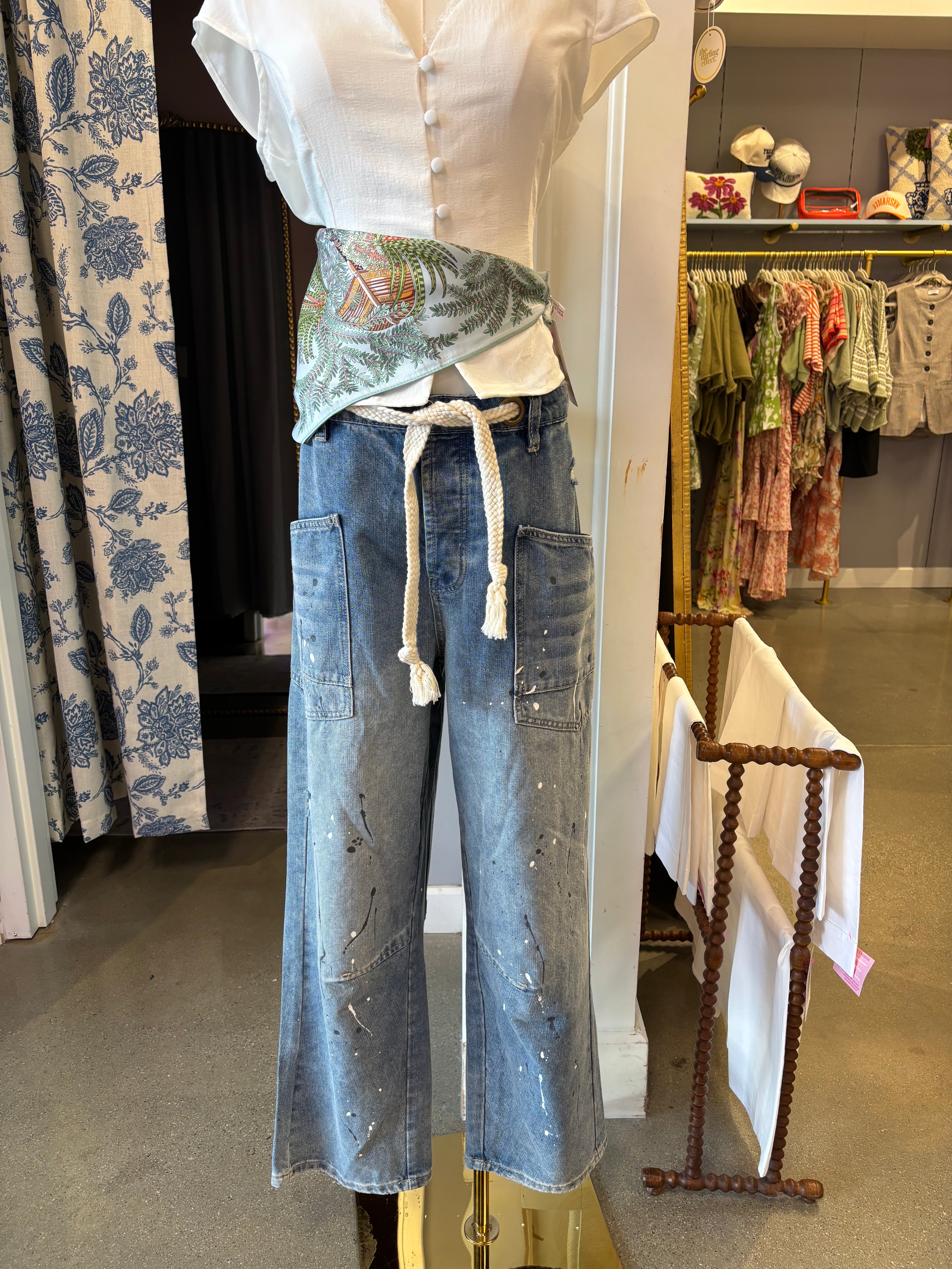 Washed Vintage Painted Rope Jeans