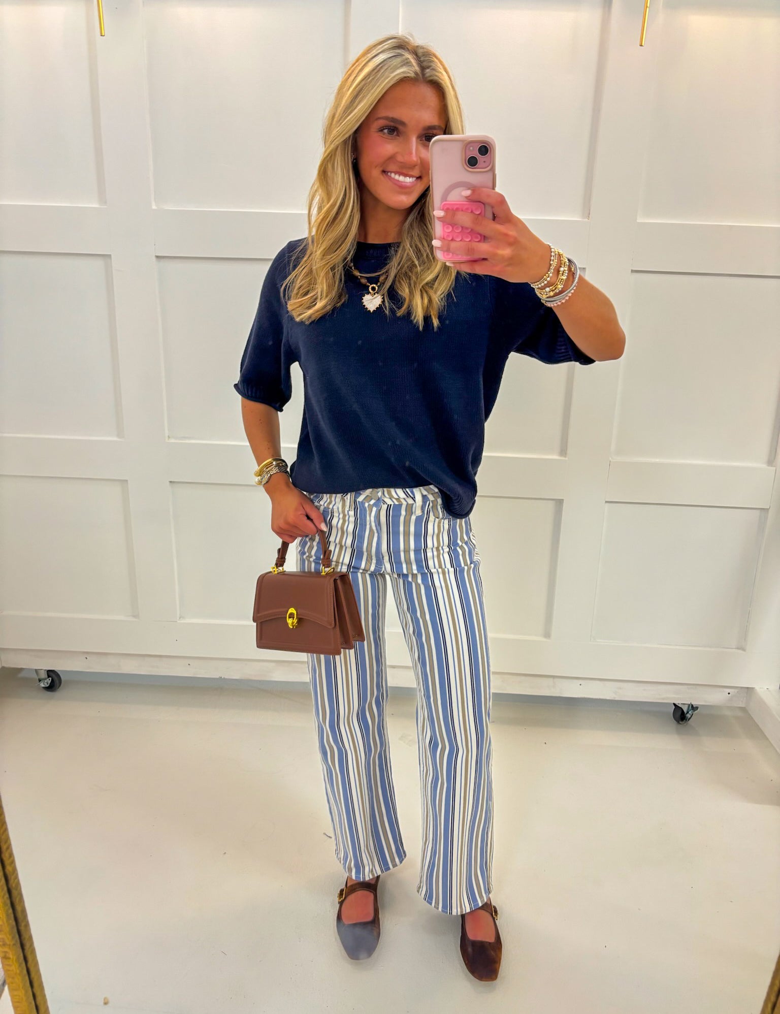Vintage High Rise Straight — striped and straight leg