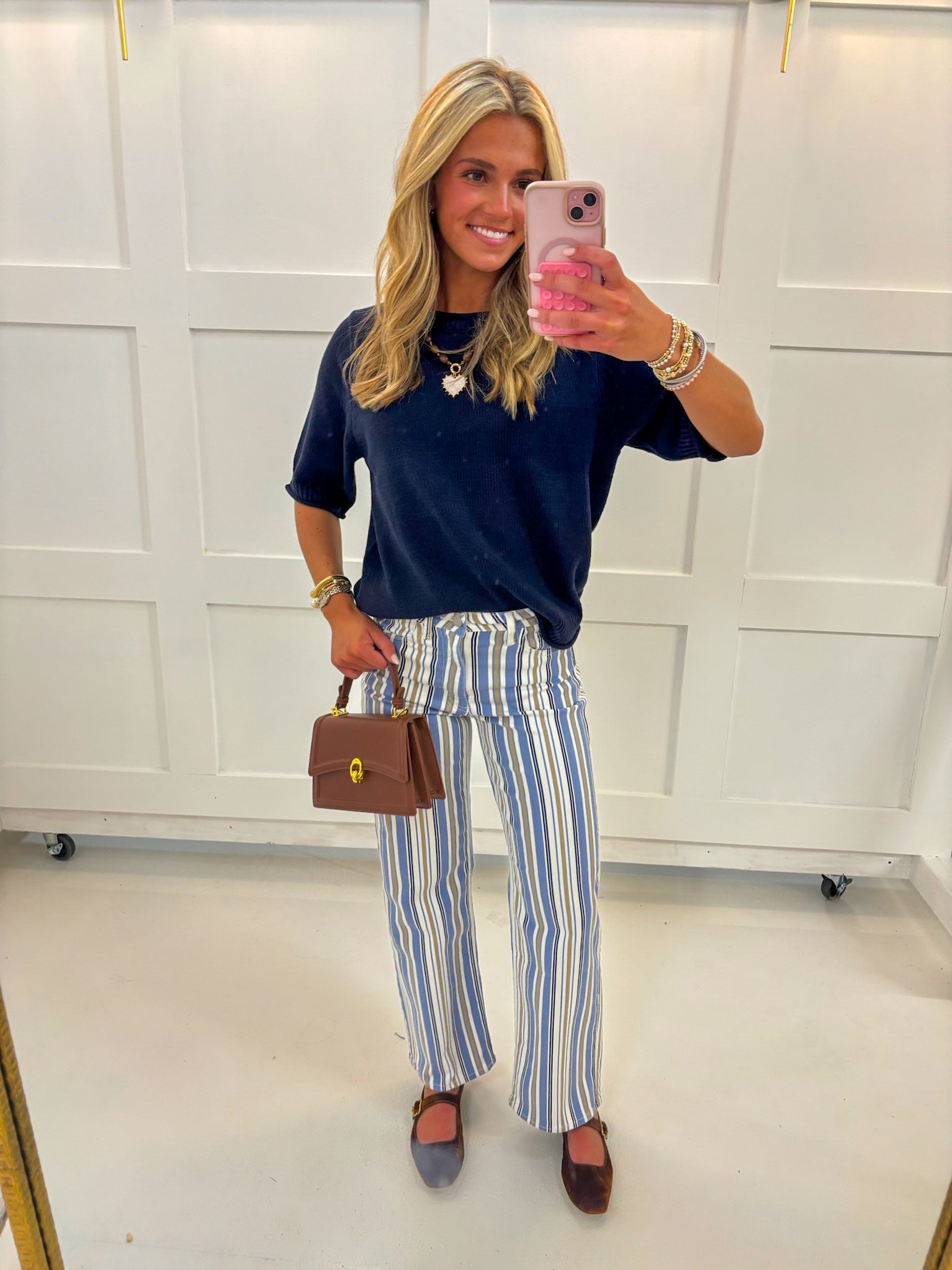 Vintage High Rise Straight — striped and straight leg