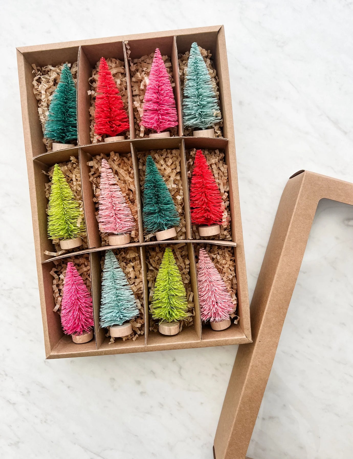 Set of 12 Colorful Bottle Brush Trees at Ninety Nine Boutique