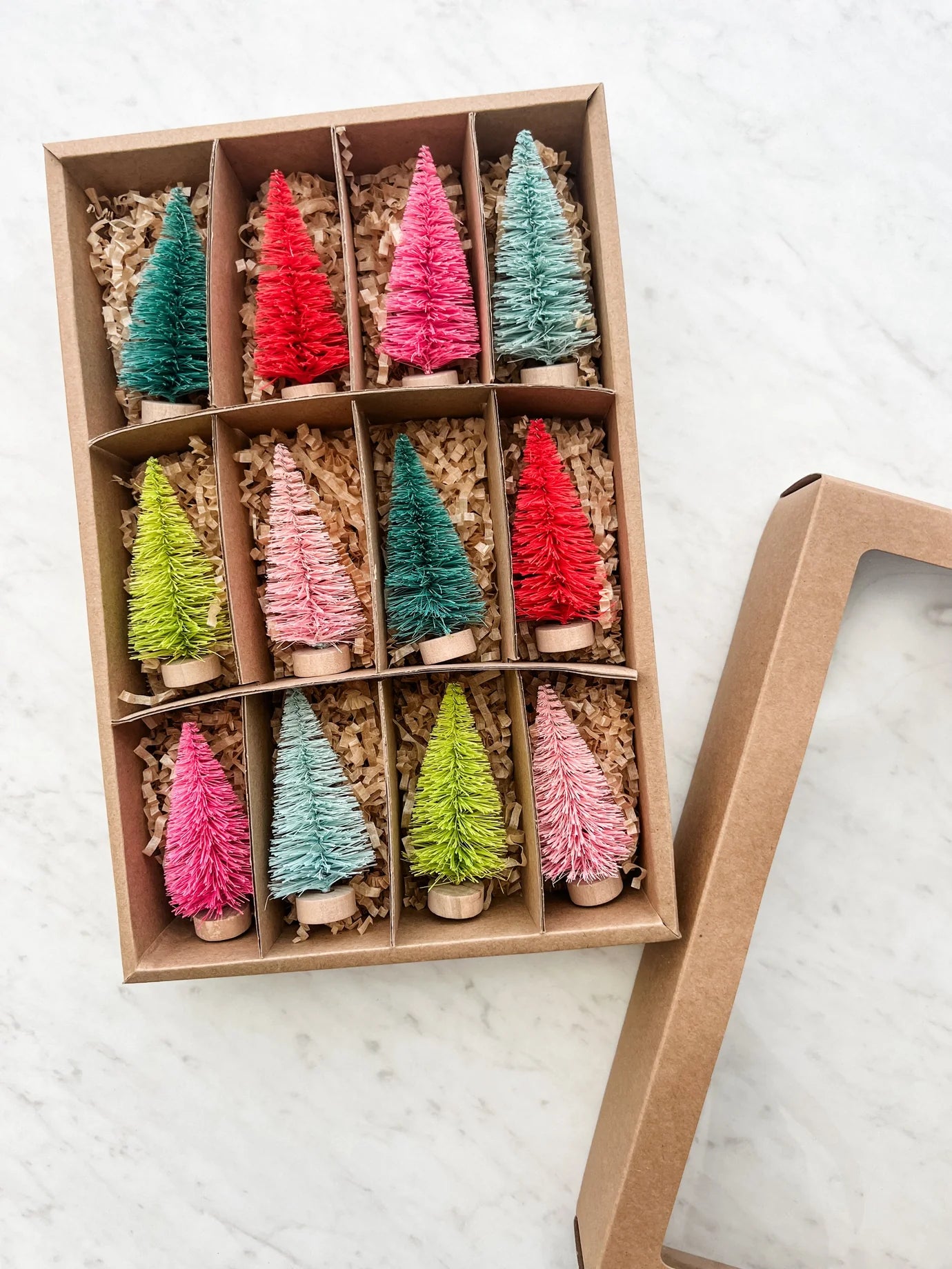 Set of 12 Colorful Bottle Brush Trees