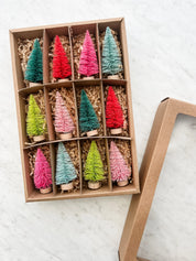 Set of 12 Colorful Bottle Brush Trees