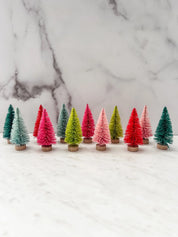 Set of 12 Colorful Bottle Brush Trees