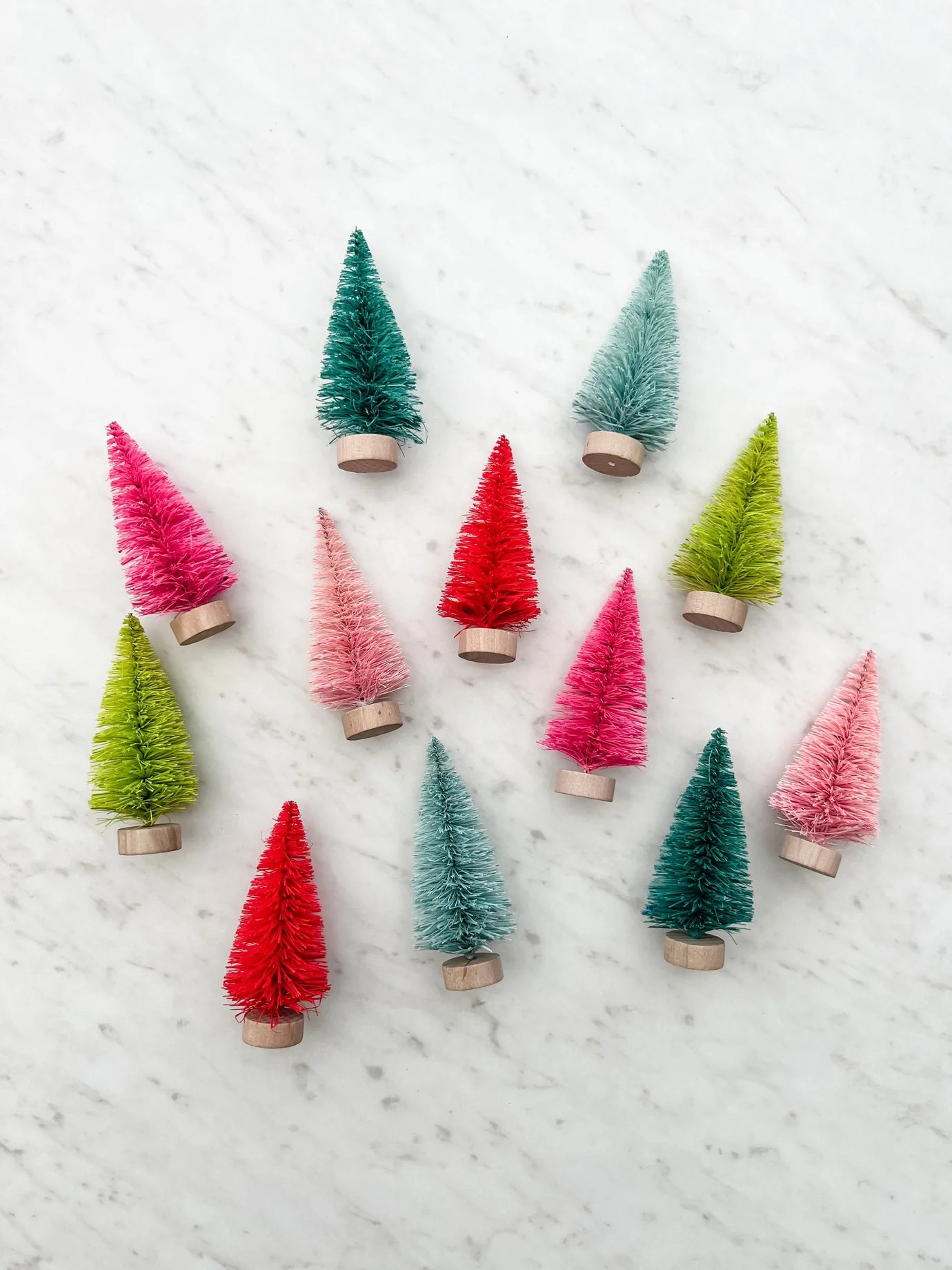 Set of 12 Colorful Bottle Brush Trees