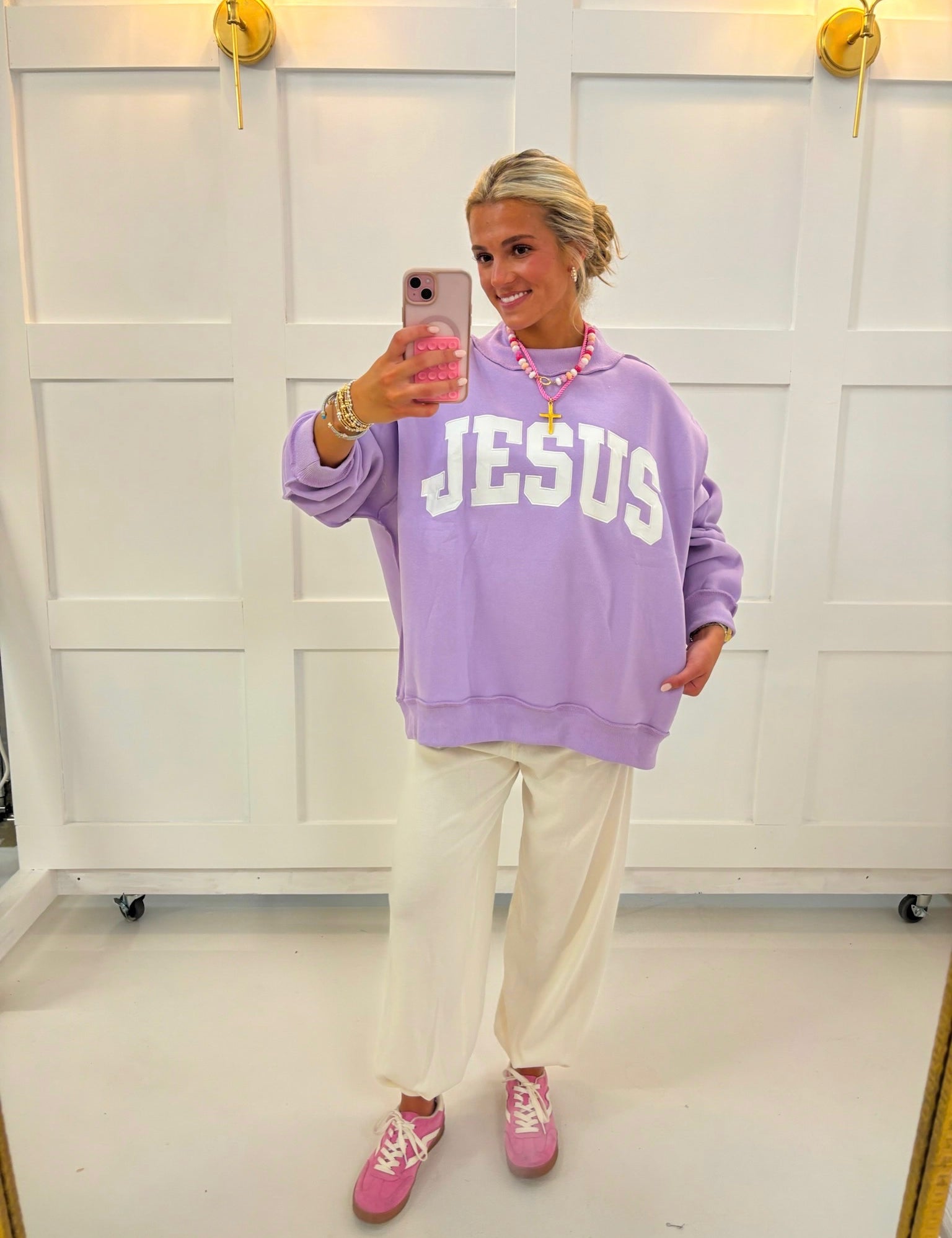 Lavender Jesus Mockneck — mock-neck and drop shoulder