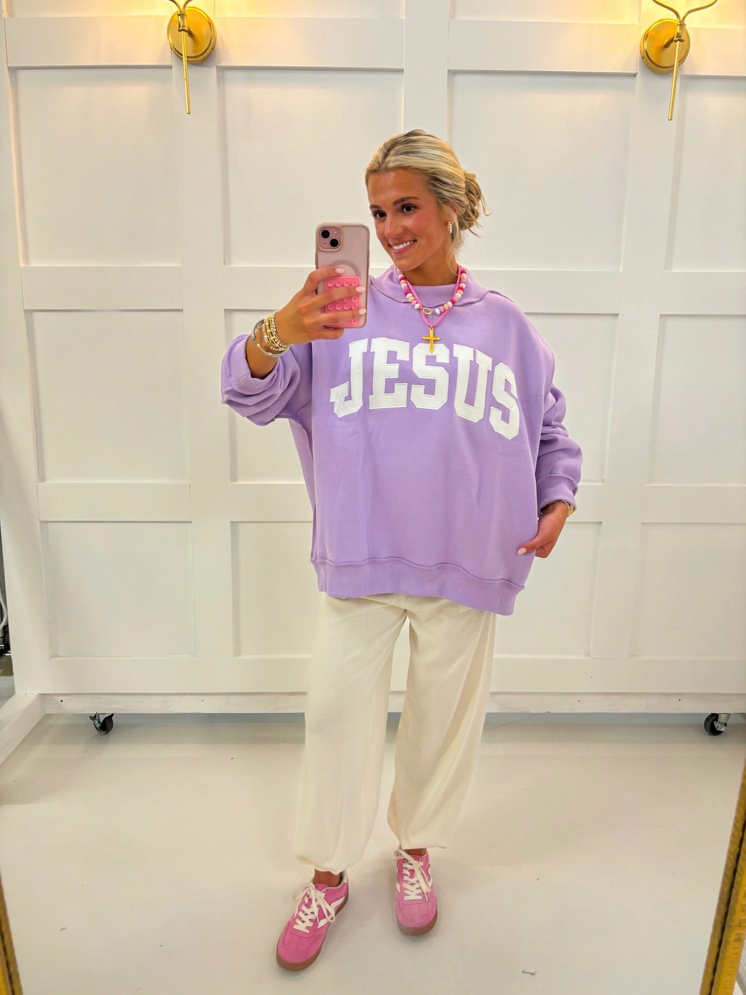 Lavender Jesus Mockneck — mock-neck and drop shoulder