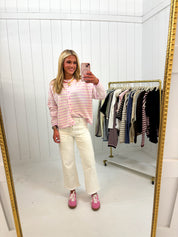 Pink Striped Cardigan