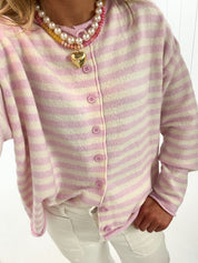 Pink Striped Cardigan