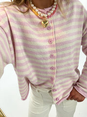 Pink Striped Cardigan