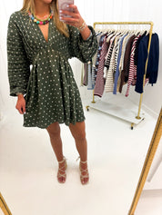 Green Polka Dot Dolman Dress